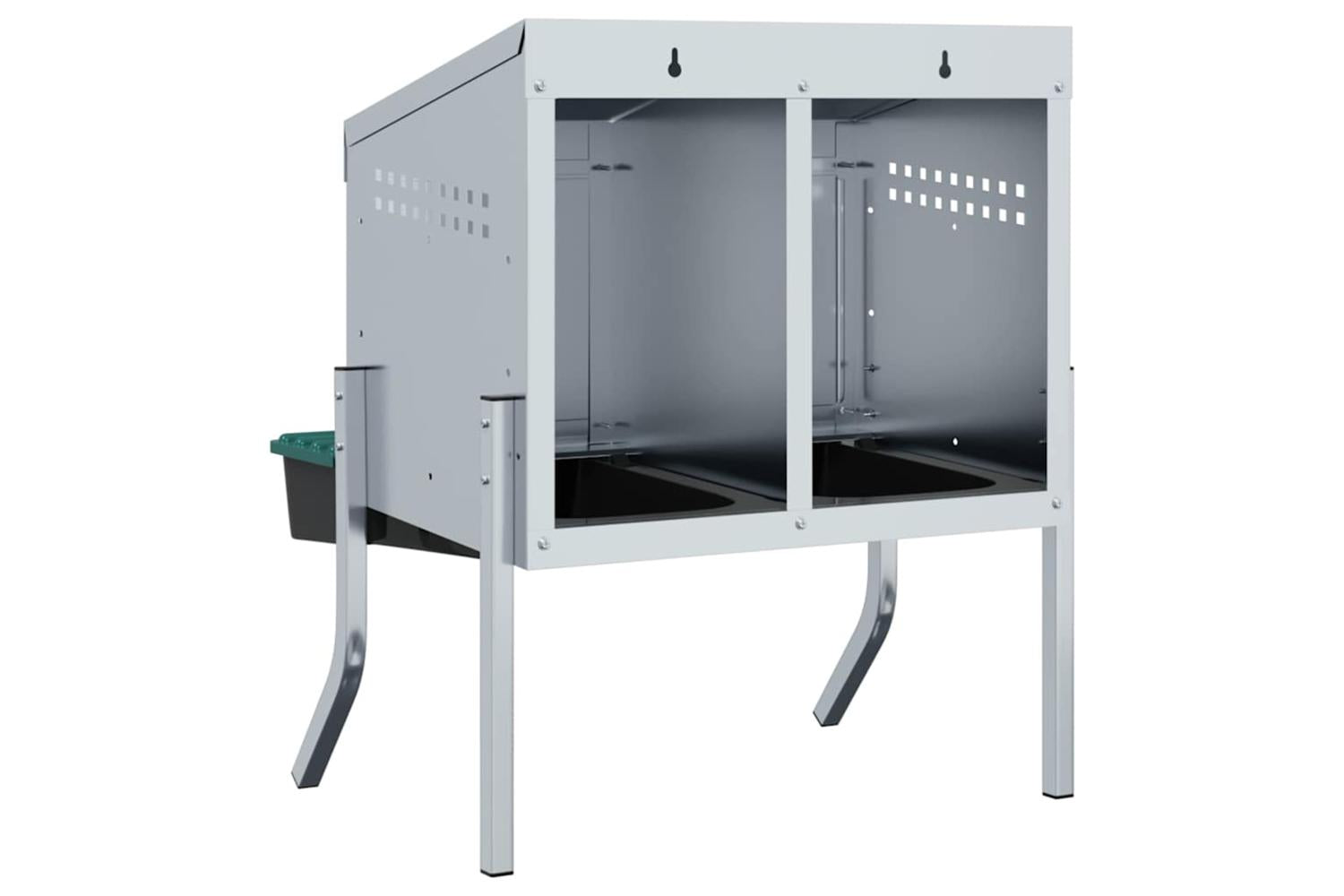 Vidaxl Chicken Nesting Box 2 Compartments With Legs Galvanised Steel-7