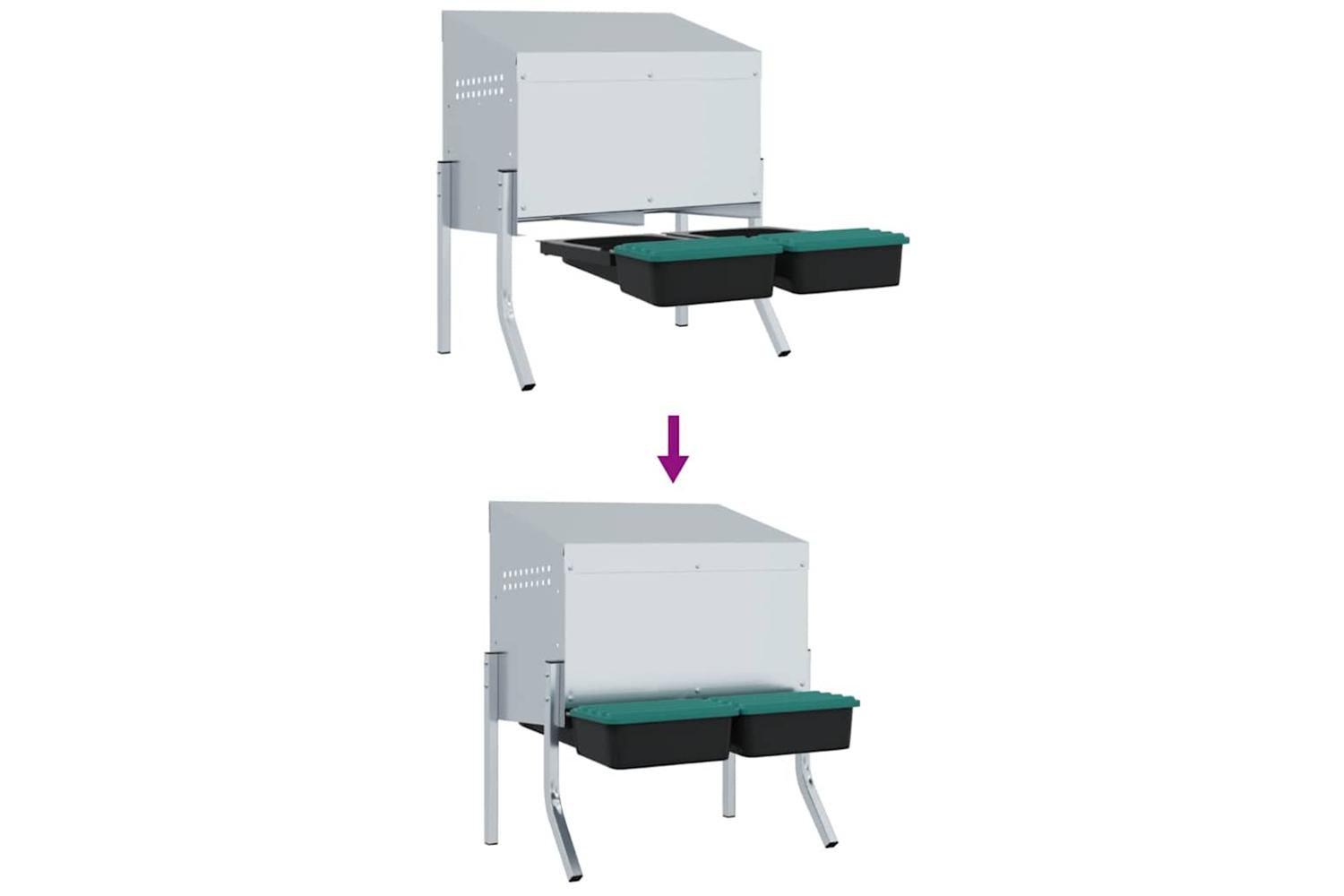 Vidaxl Chicken Nesting Box 2 Compartments With Legs Galvanised Steel-8