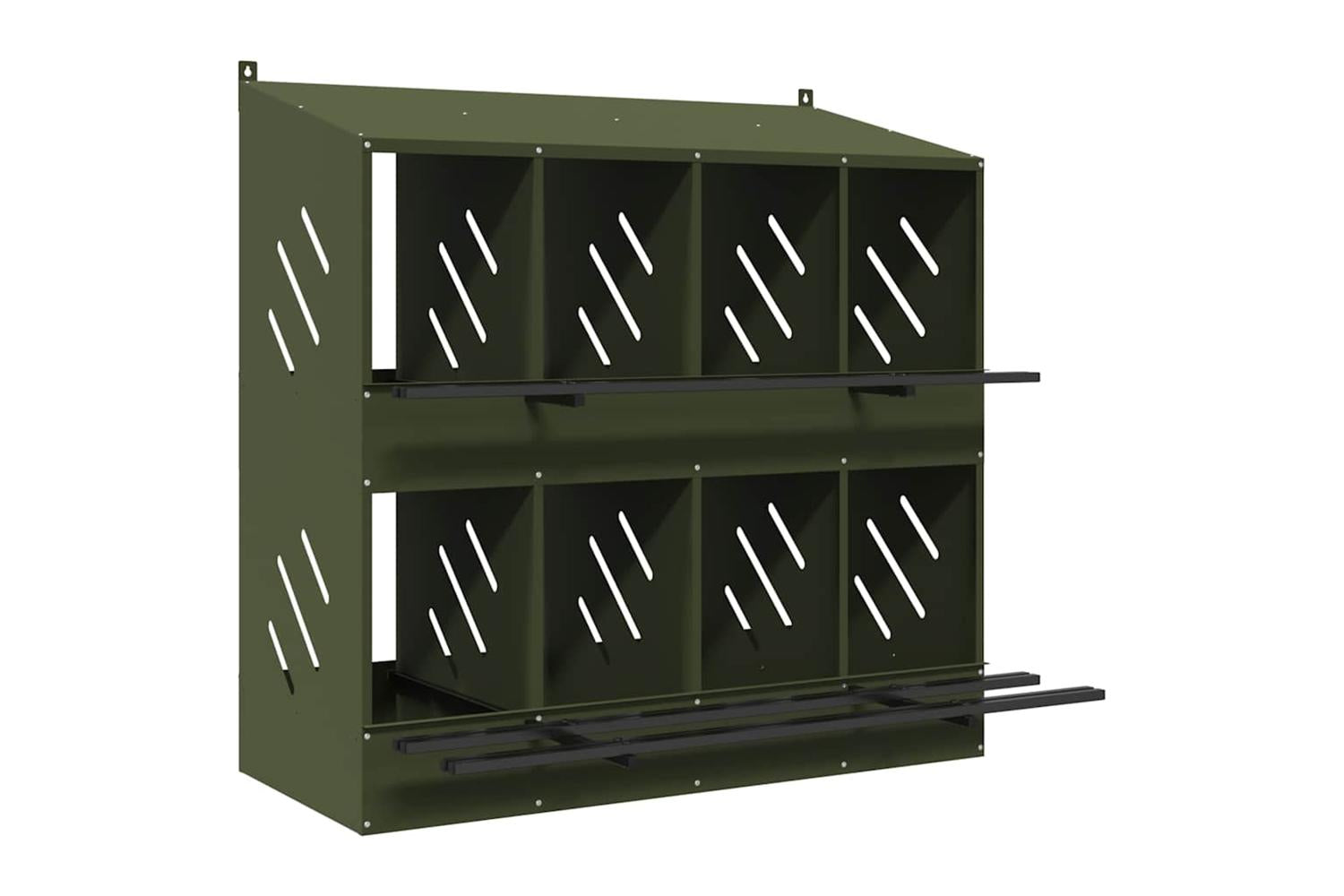 Vidaxl Chicken Nesting Box With 8 Compartments Olive Green Metal-2