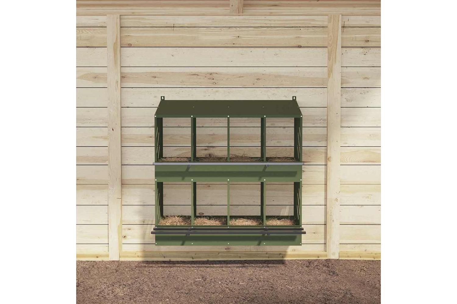 Vidaxl Chicken Nesting Box With 8 Compartments Olive Green Metal-3