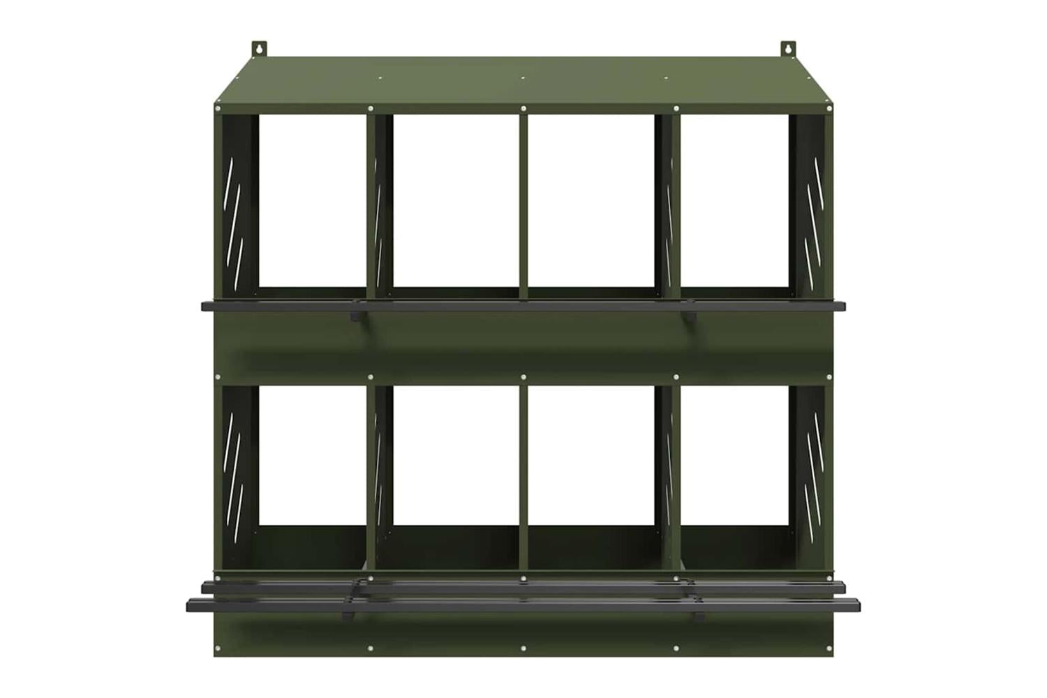 Vidaxl Chicken Nesting Box With 8 Compartments Olive Green Metal-5
