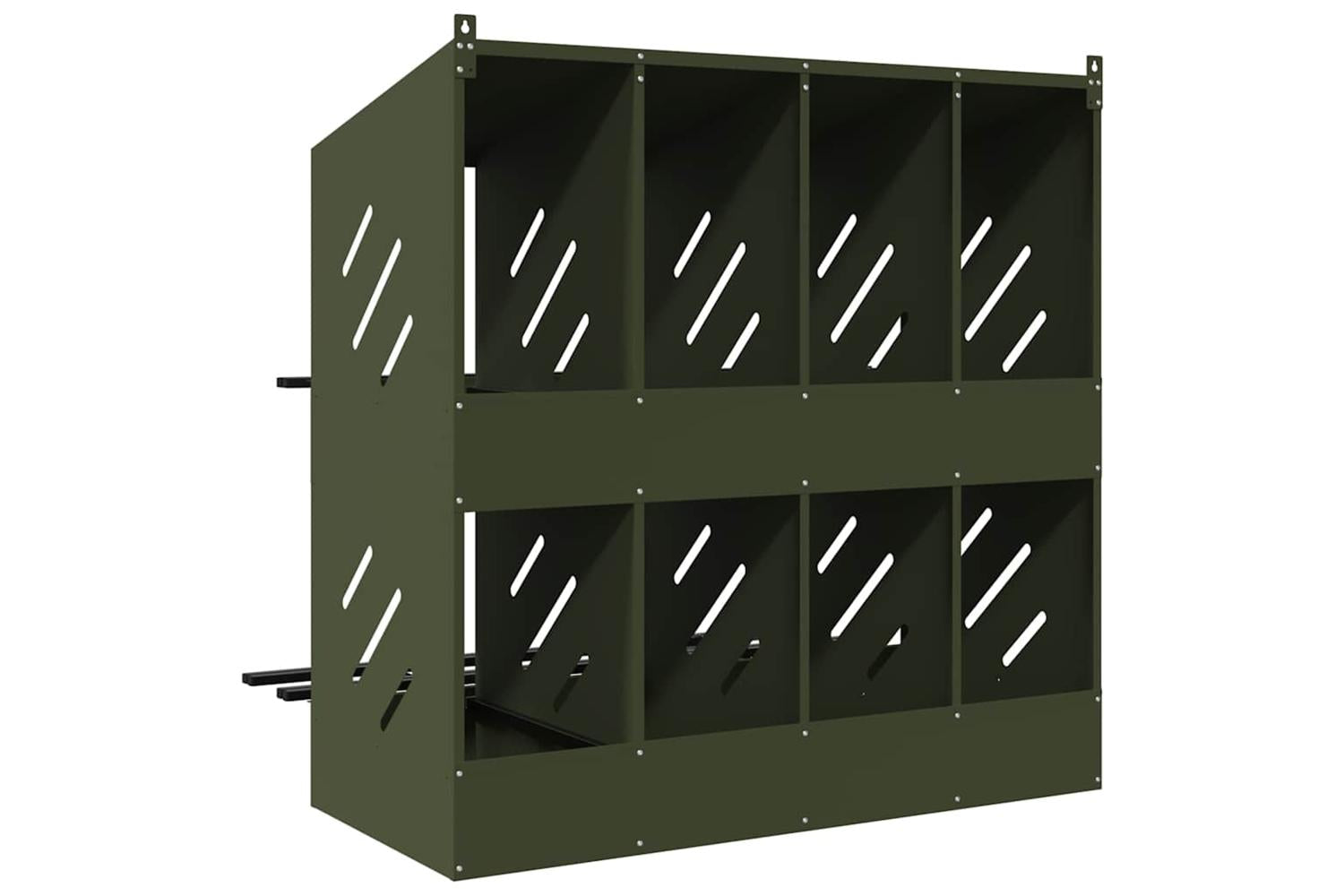 Vidaxl Chicken Nesting Box With 8 Compartments Olive Green Metal-7
