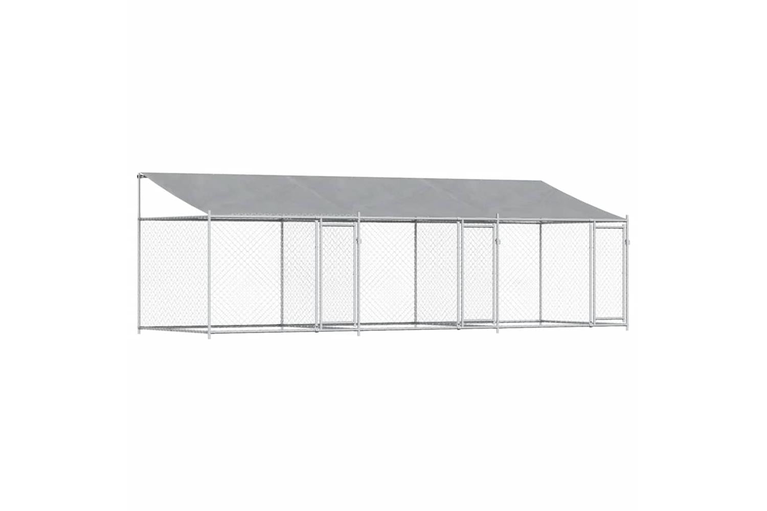 Vidaxl Dog Cage With Roof And Doors Grey 6x2x2 M Galvanised Steel-2