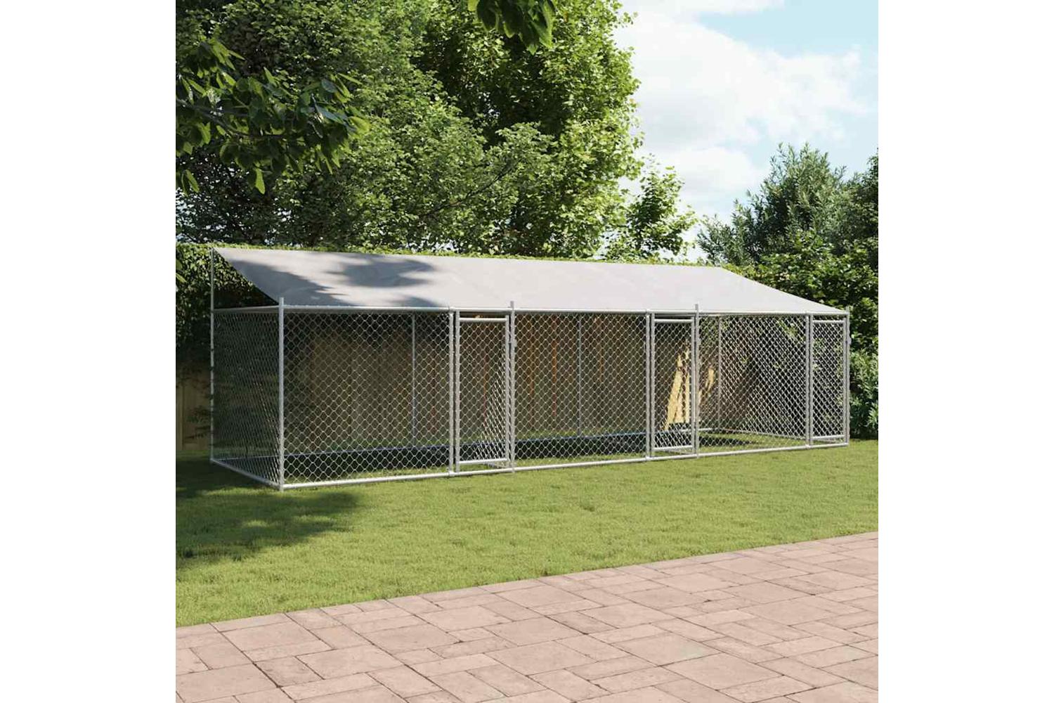 Vidaxl Dog Cage With Roof And Doors Grey 6x2x2 M Galvanised Steel-3