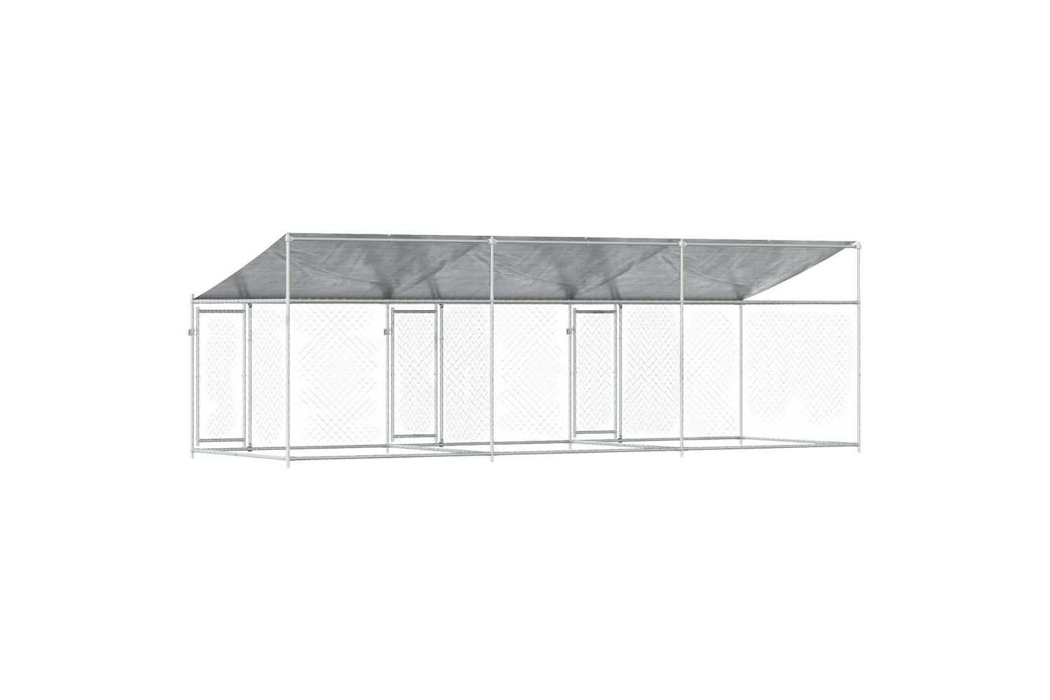 Vidaxl Dog Cage With Roof And Doors Grey 6x2x2 M Galvanised Steel-6