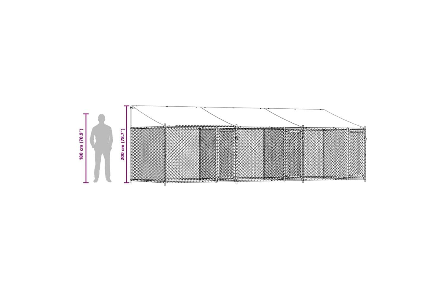 Vidaxl Dog Cage With Roof And Doors Grey 6x2x2 M Galvanised Steel-10