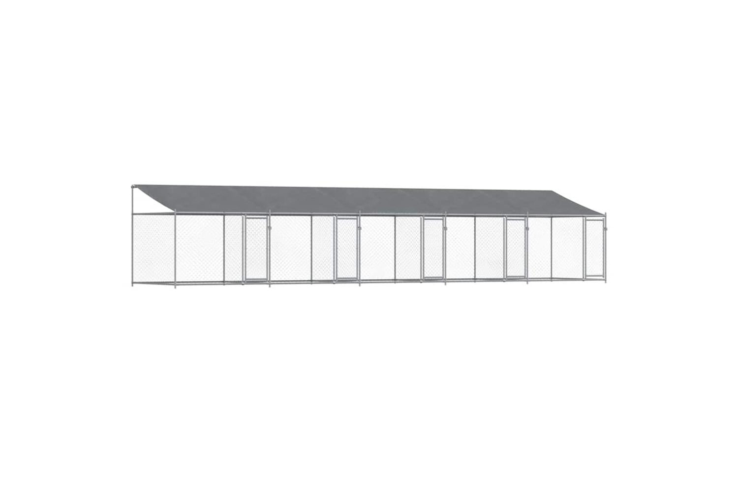 Vidaxl Dog Cage With Roof And Doors Grey 10x2x2 M Galvanised Steel-2