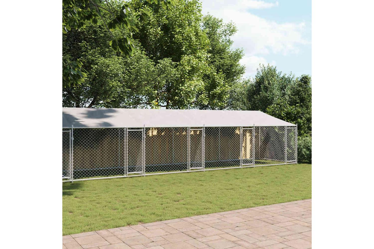 Vidaxl Dog Cage With Roof And Doors Grey 10x2x2 M Galvanised Steel-3