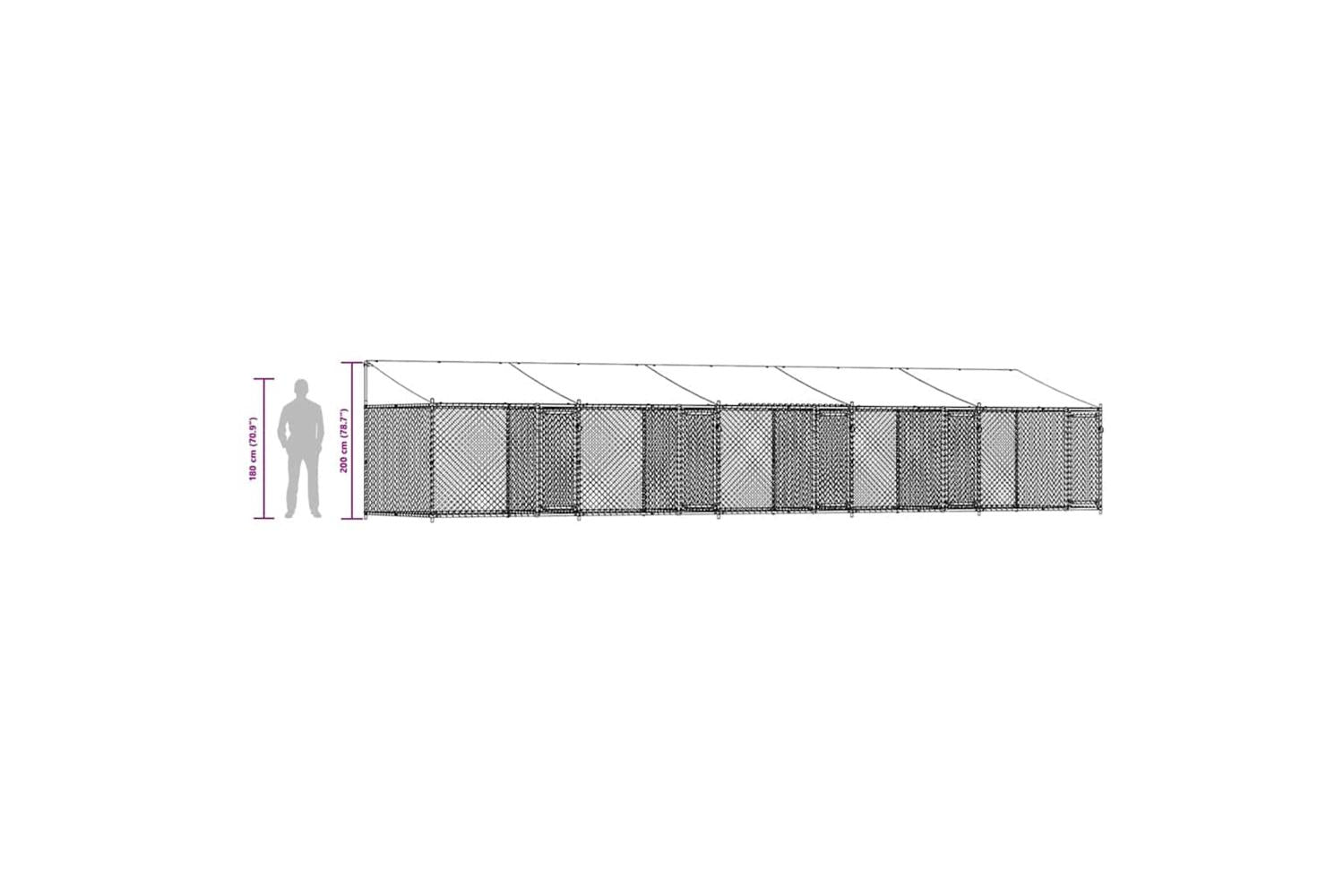 Vidaxl Dog Cage With Roof And Doors Grey 10x2x2 M Galvanised Steel-10