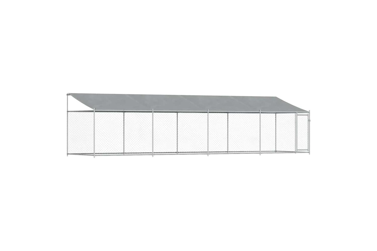 Vidaxl Dog Cage With Roof And Door Grey 8x2x2 M Galvanised Steel-2