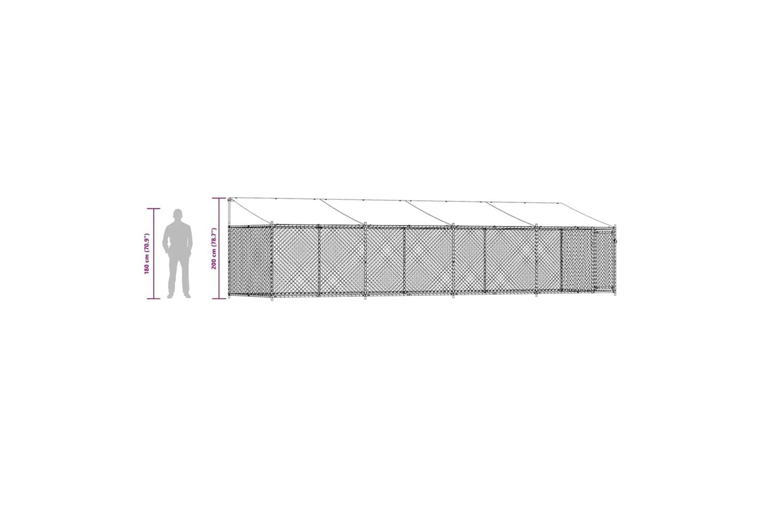 Vidaxl Dog Cage With Roof And Door Grey 8x2x2 M Galvanised Steel-10