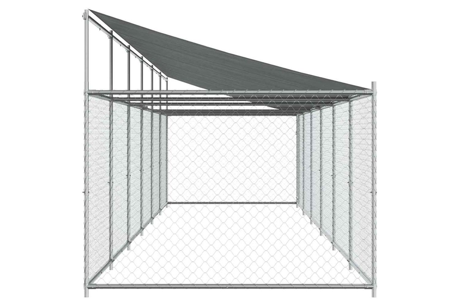 Vidaxl Dog Cage With Roof And Door Grey 12x2x2 M Galvanised Steel-5