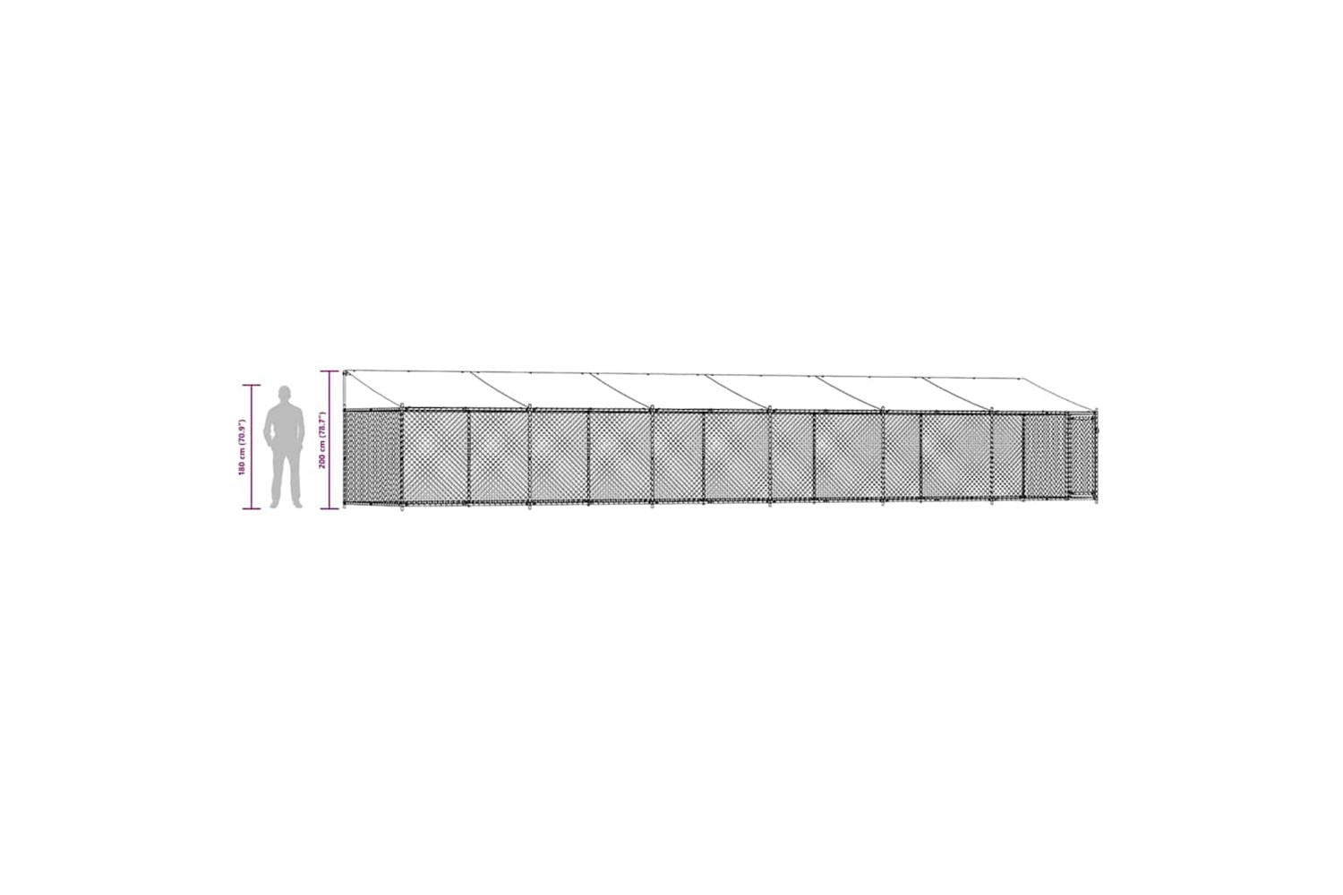Vidaxl Dog Cage With Roof And Door Grey 12x2x2 M Galvanised Steel-10
