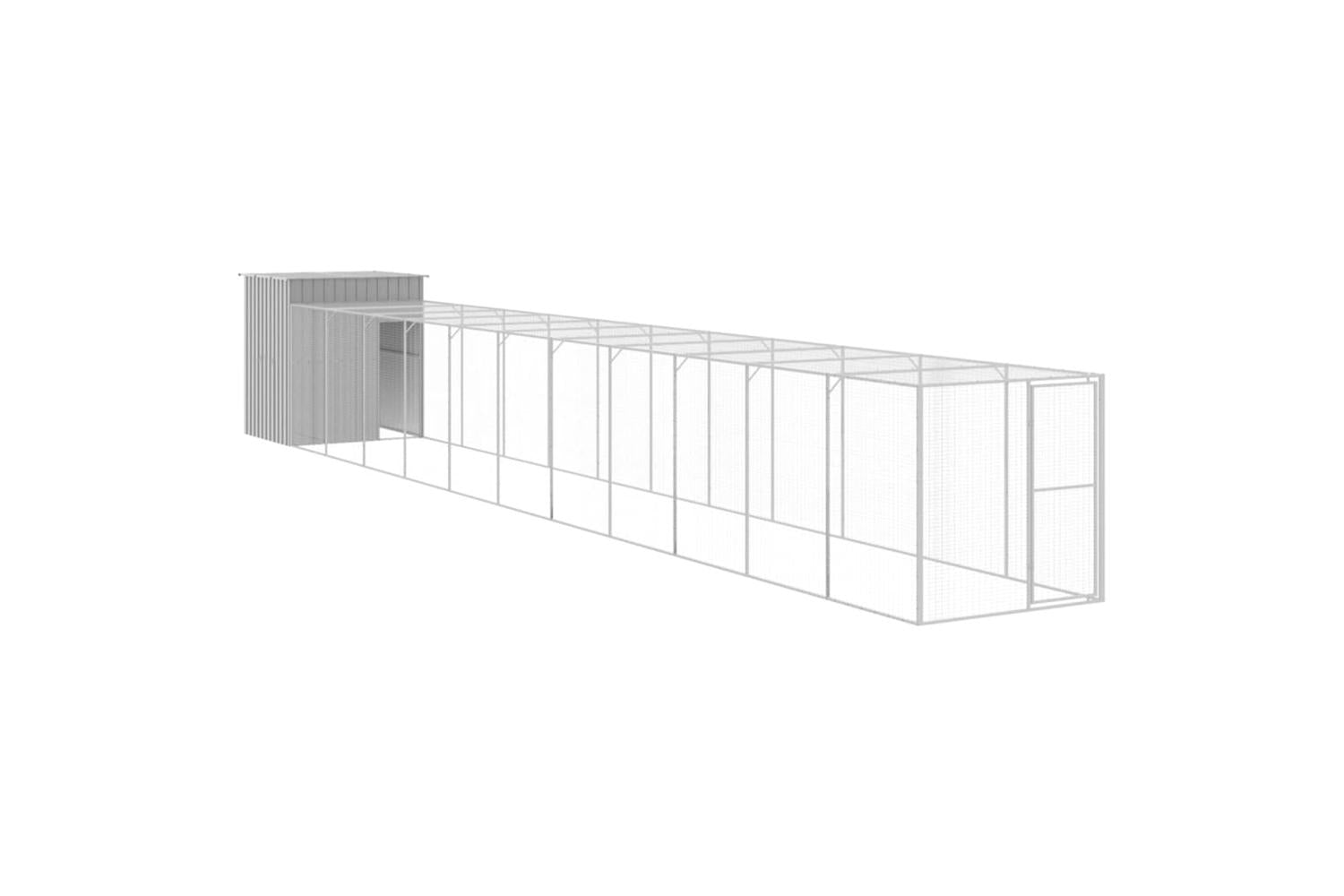 Vidaxl Chicken Cage With Run Light Grey 165x1271x181 Cm Galvanised Steel-2