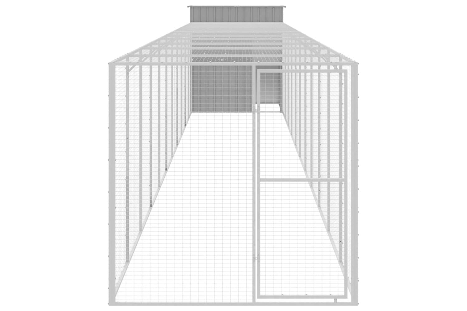 Vidaxl Chicken Cage With Run Light Grey 165x1271x181 Cm Galvanised Steel-3