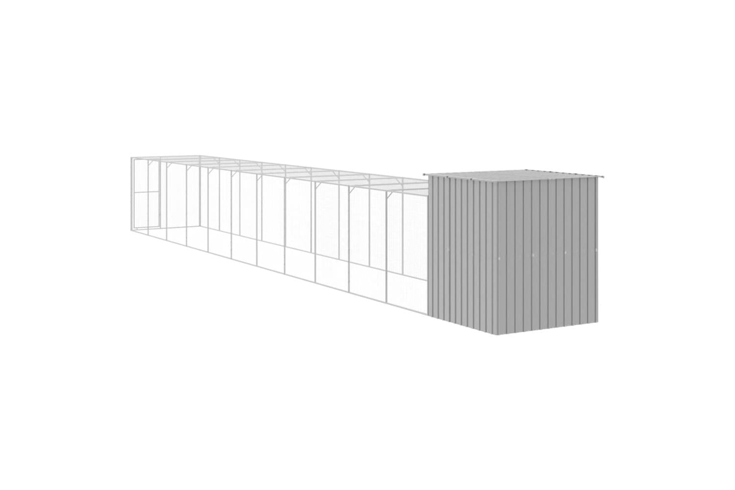 Vidaxl Chicken Cage With Run Light Grey 165x1271x181 Cm Galvanised Steel-5