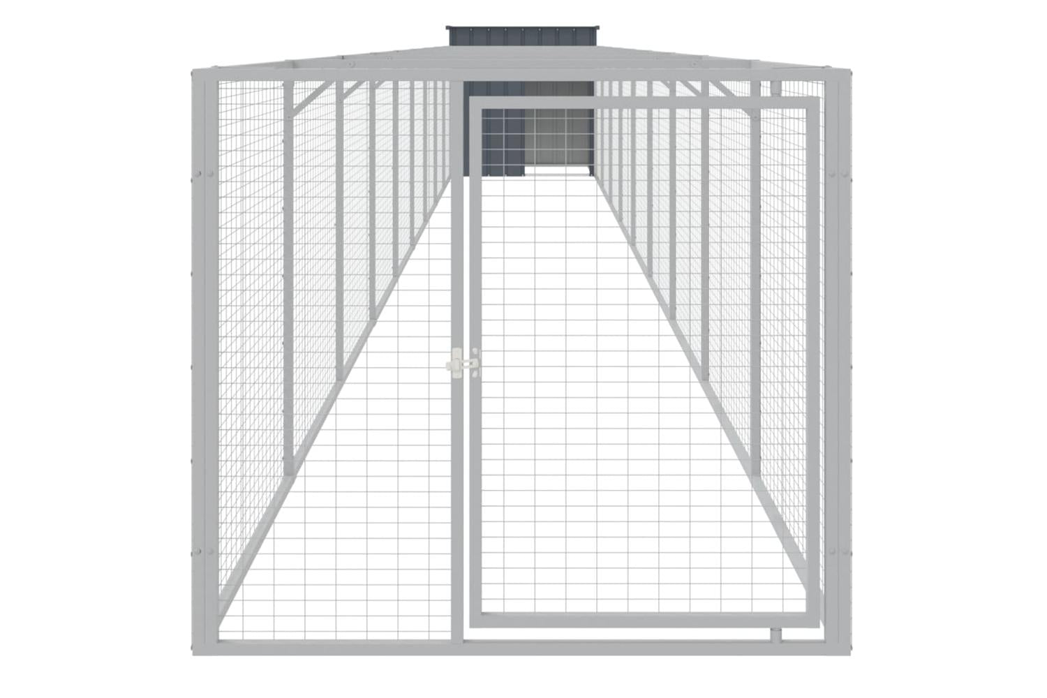 Vidaxl Dog House With Run Anthracite 110x1017x110 Cm Galvanised Steel-3