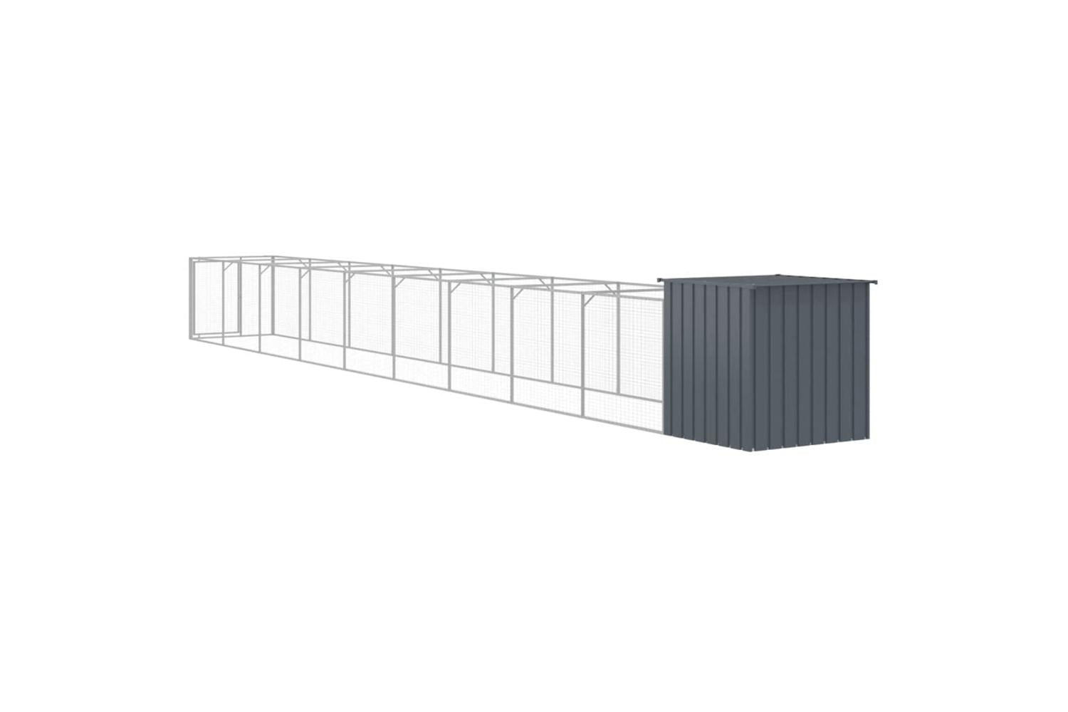 Vidaxl Dog House With Run Anthracite 110x1017x110 Cm Galvanised Steel-5