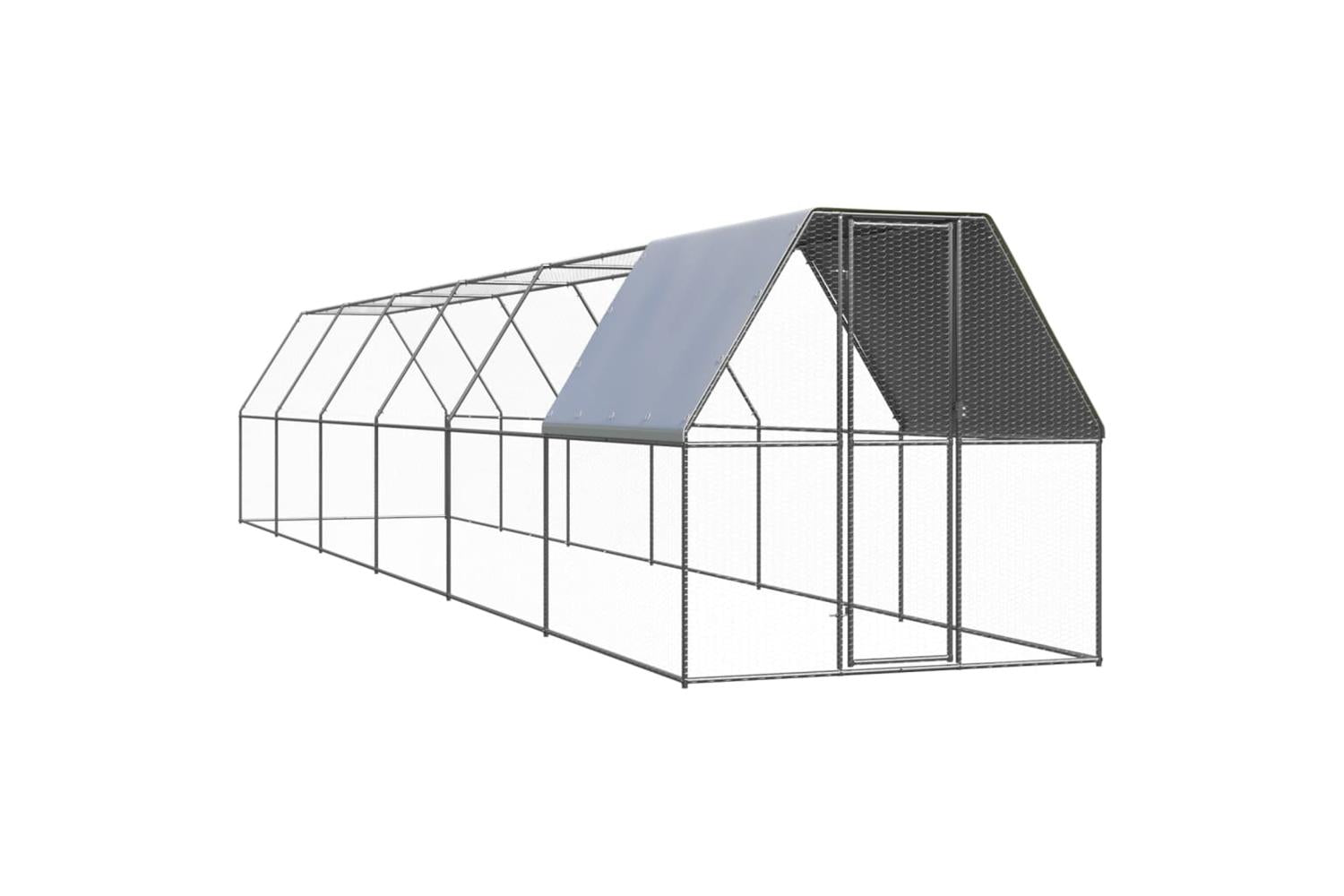 Vidaxl Outdoor Chicken Cage 2x12x2 M Galvanised Steel