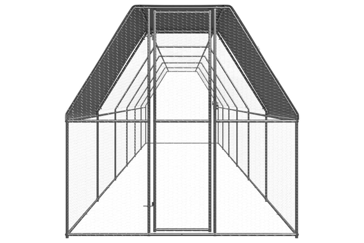 Vidaxl Outdoor Chicken Cage 2x12x2 M Galvanised Steel-2