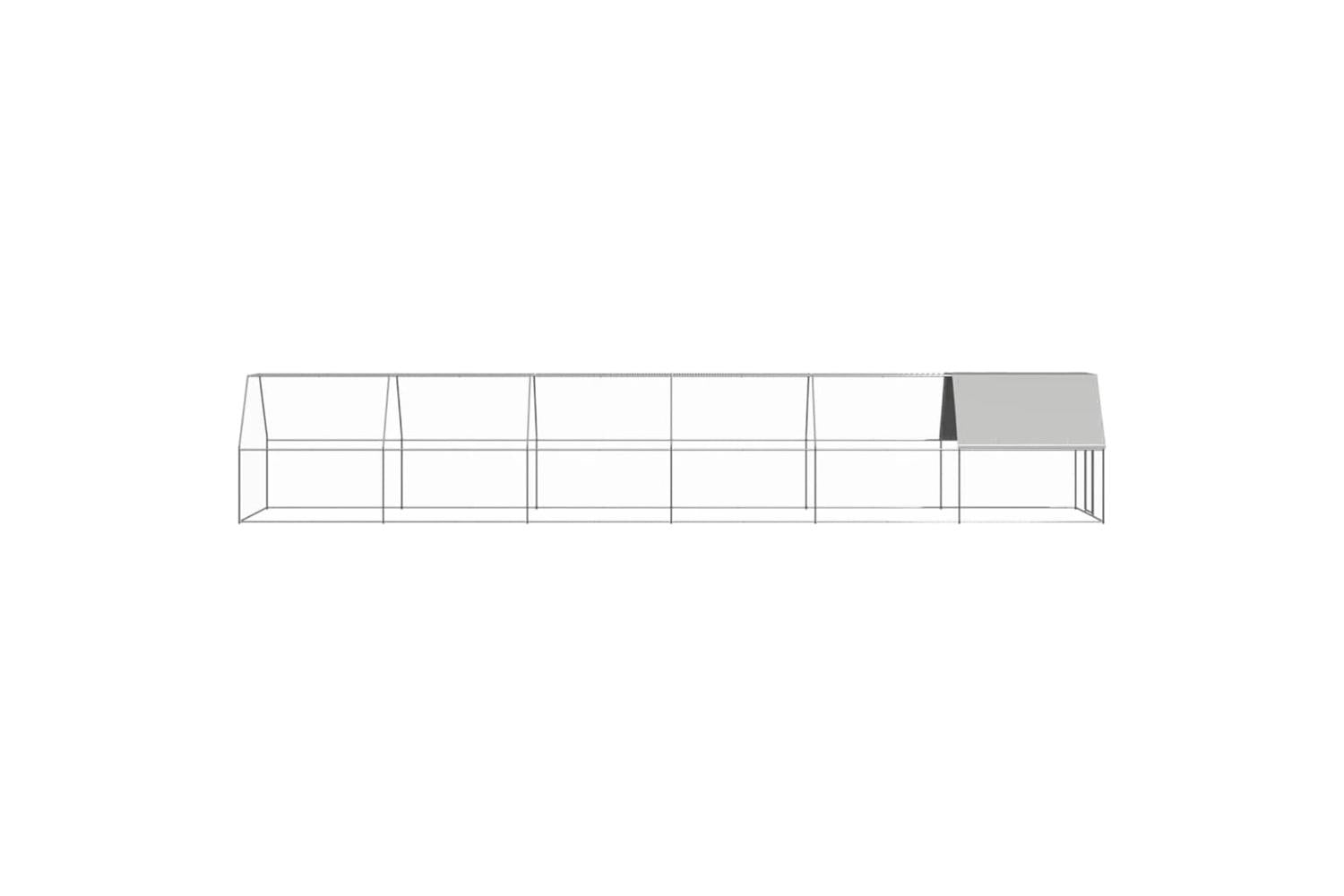 Vidaxl Outdoor Chicken Cage 2x12x2 M Galvanised Steel-3