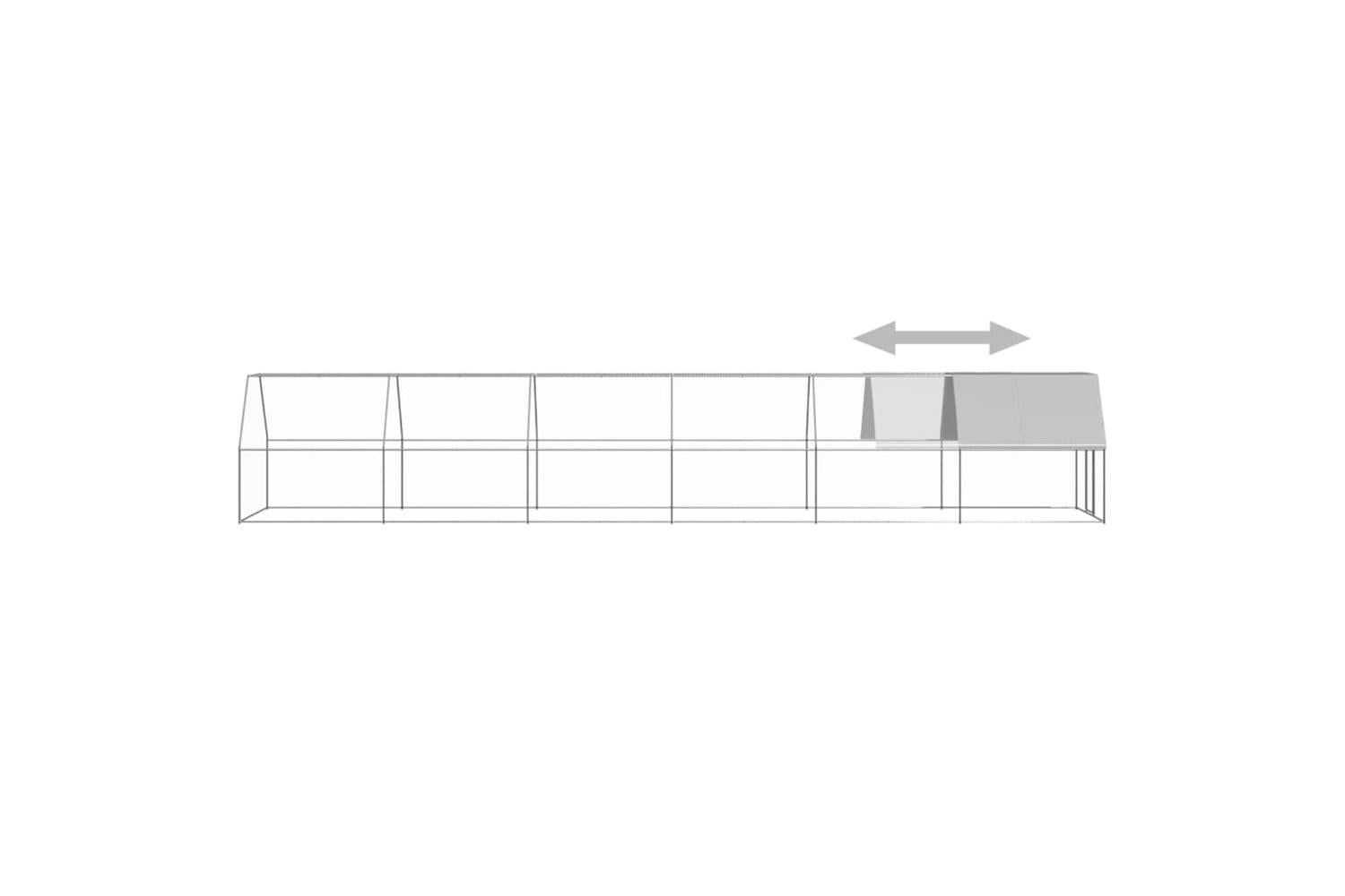 Vidaxl Outdoor Chicken Cage 2x12x2 M Galvanised Steel-4
