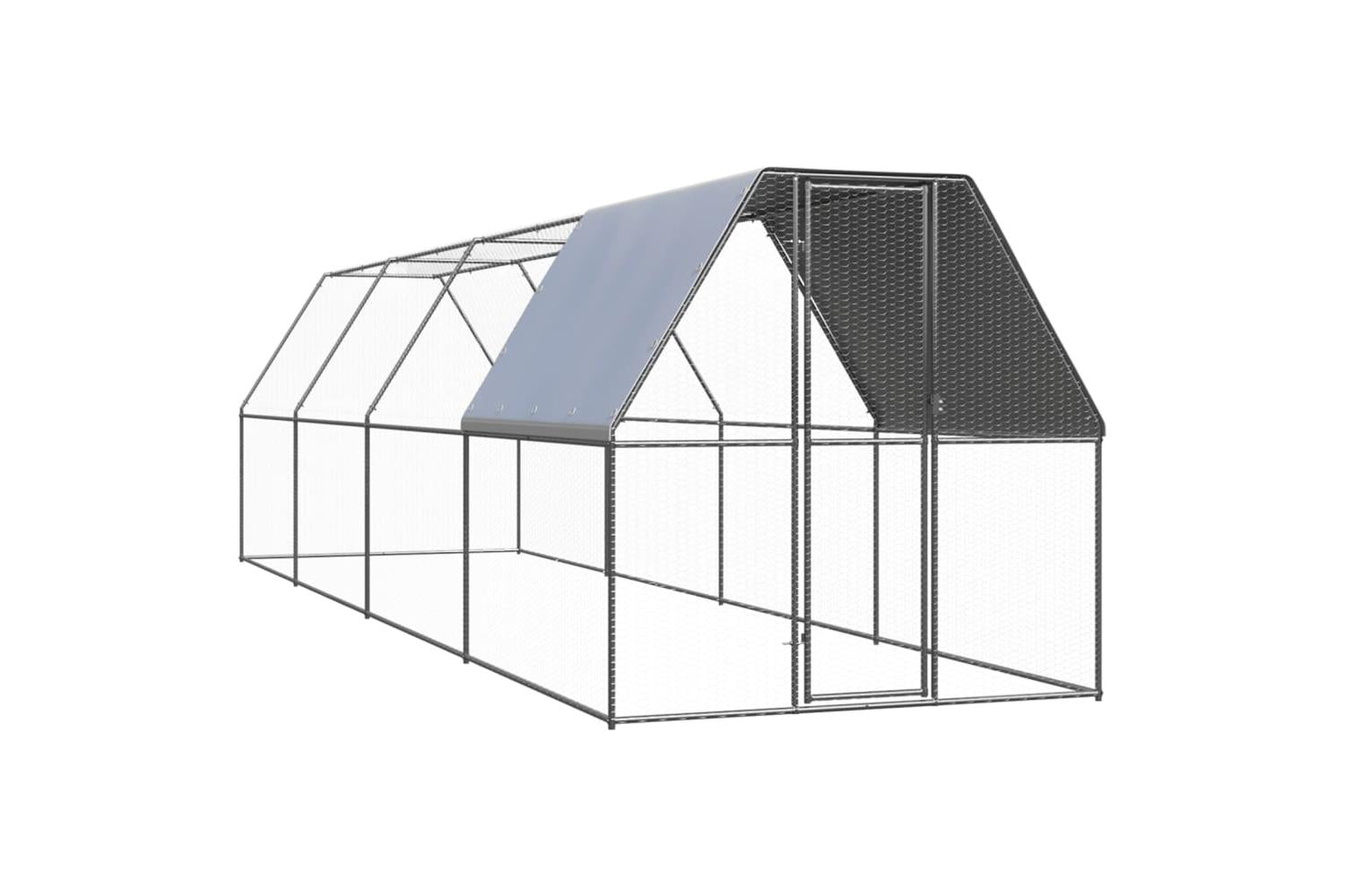 Vidaxl Outdoor Chicken Cage 2x8x2 M Galvanised Steel