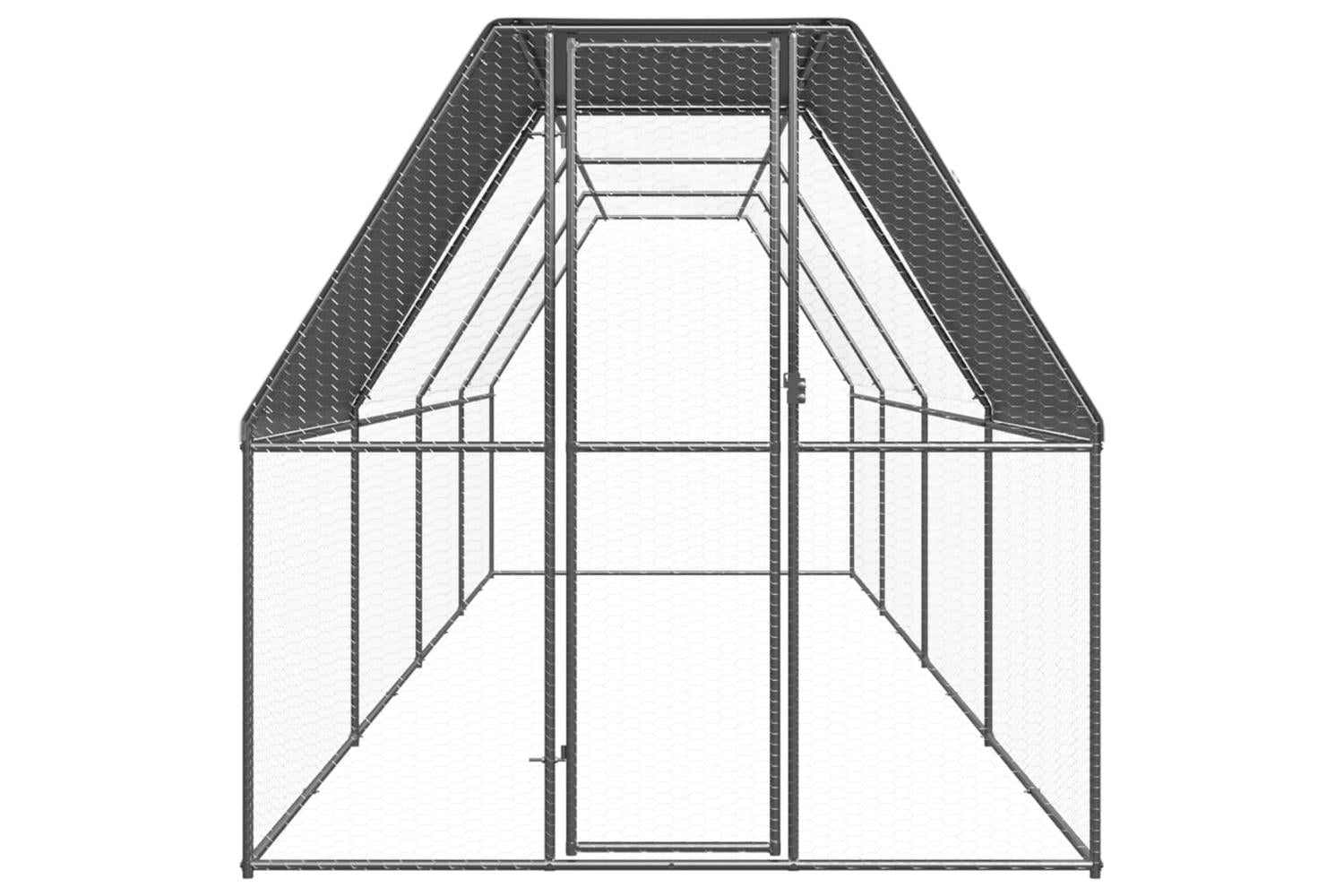Vidaxl Outdoor Chicken Cage 2x8x2 M Galvanised Steel-2