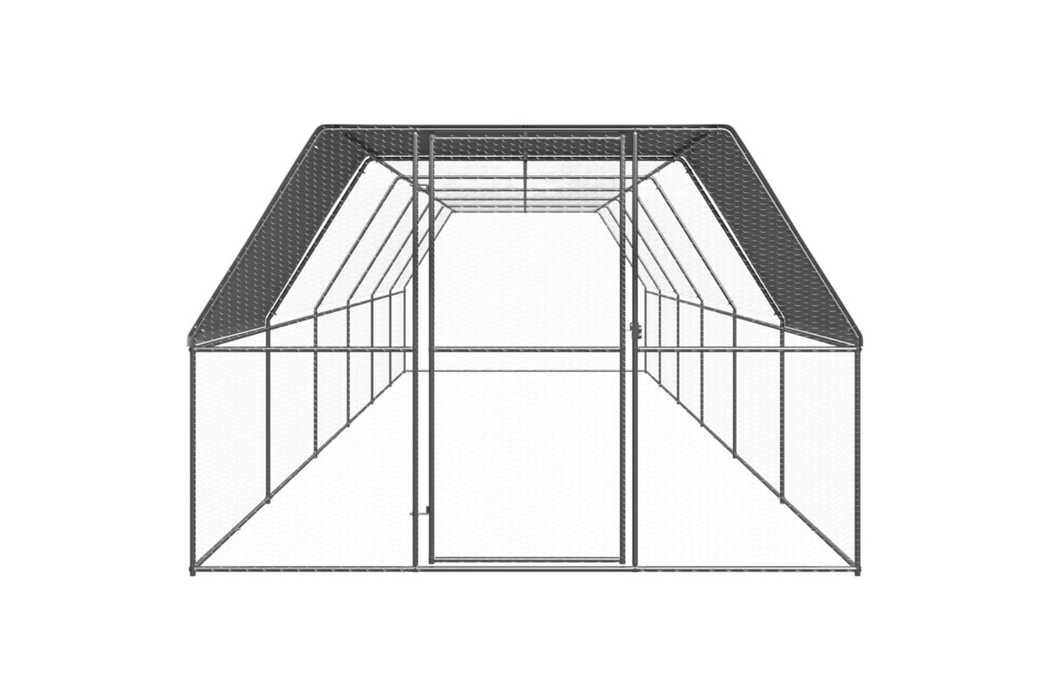 Vidaxl Outdoor Chicken Cage 3x12x2 M Galvanised Steel-2