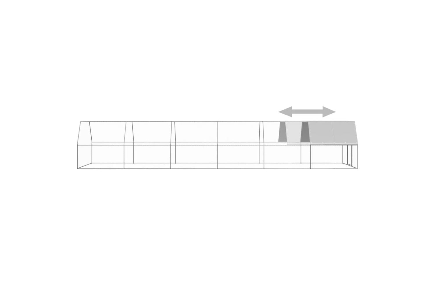 Vidaxl Outdoor Chicken Cage 3x12x2 M Galvanised Steel-4