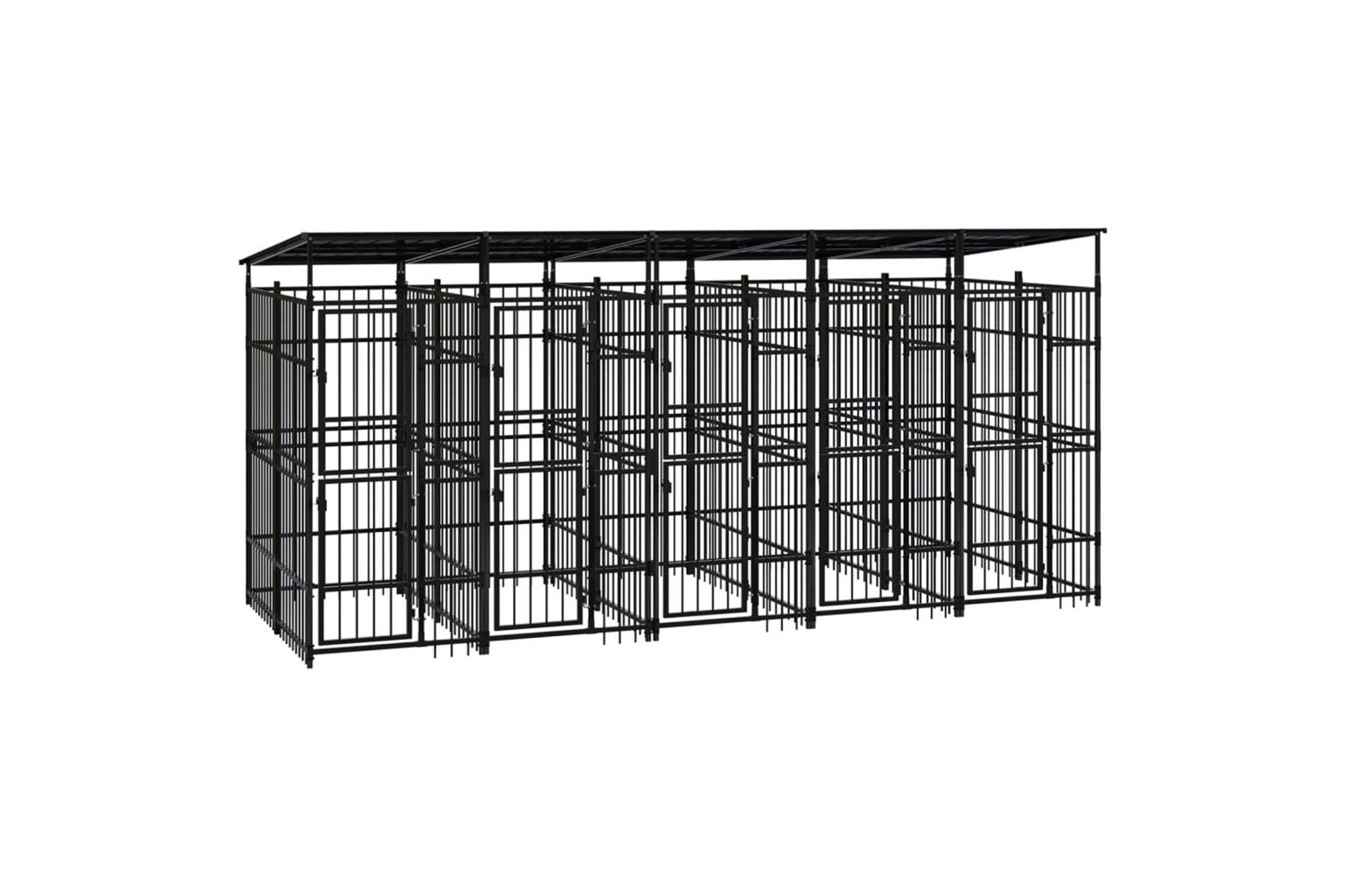 Vidaxl Outdoor Dog Kennel With Roof Steel 922 M