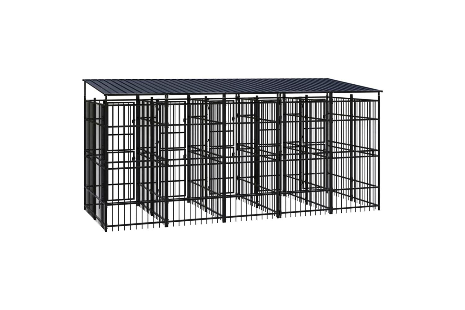 Vidaxl Outdoor Dog Kennel With Roof Steel 922 M-4
