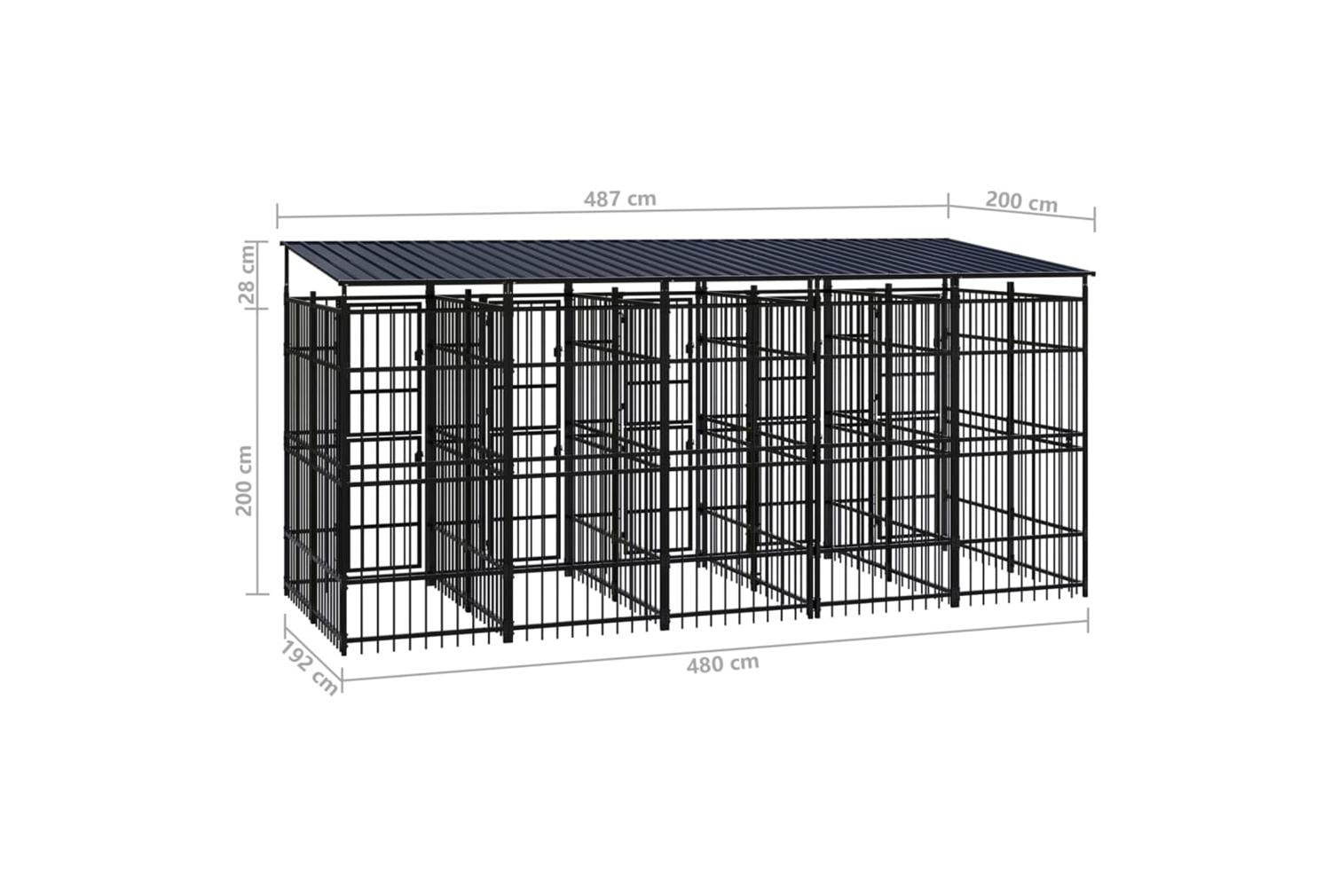 Vidaxl Outdoor Dog Kennel With Roof Steel 922 M-8