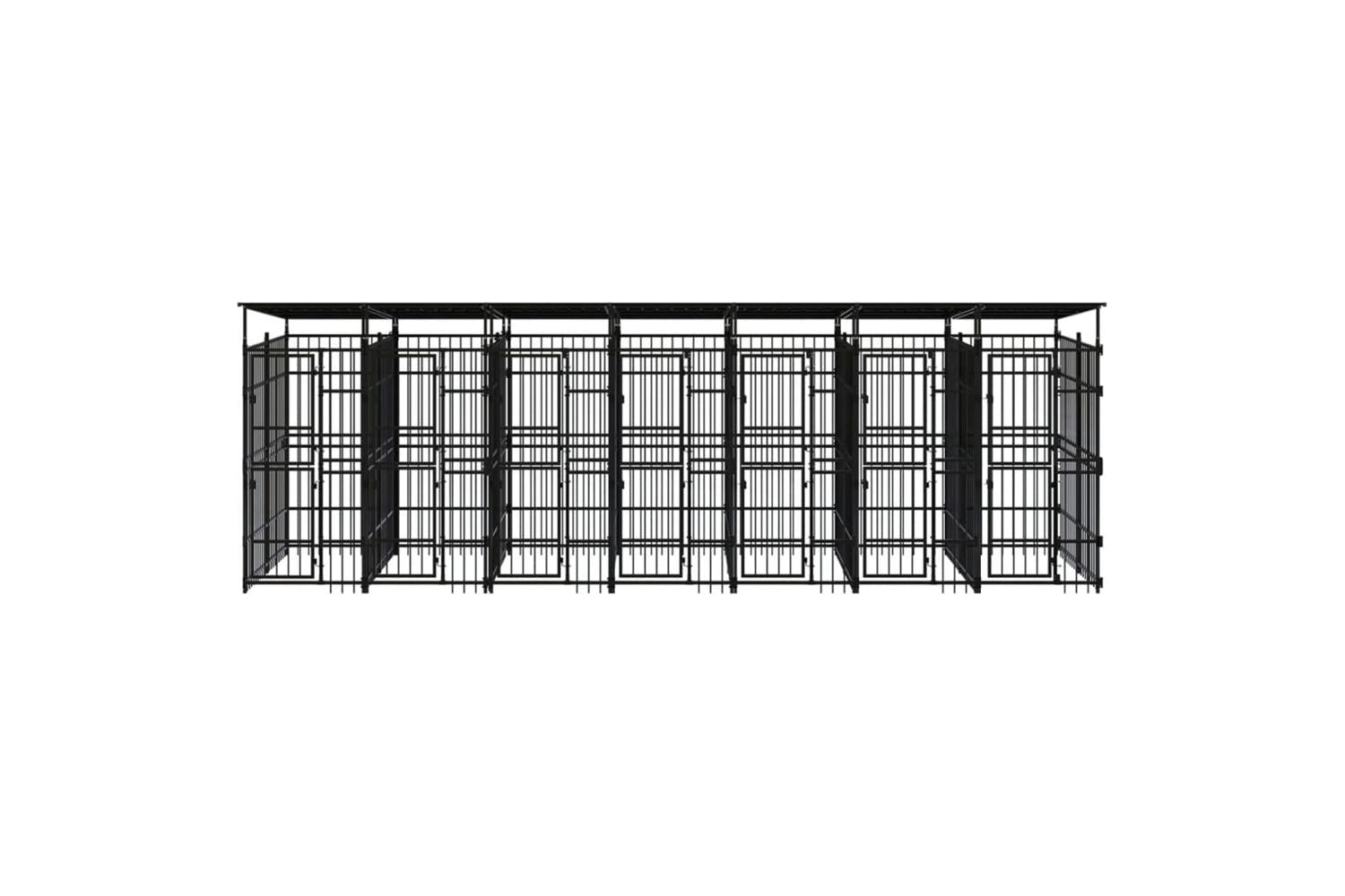Vidaxl Outdoor Dog Kennel With Roof Steel 129 M-2