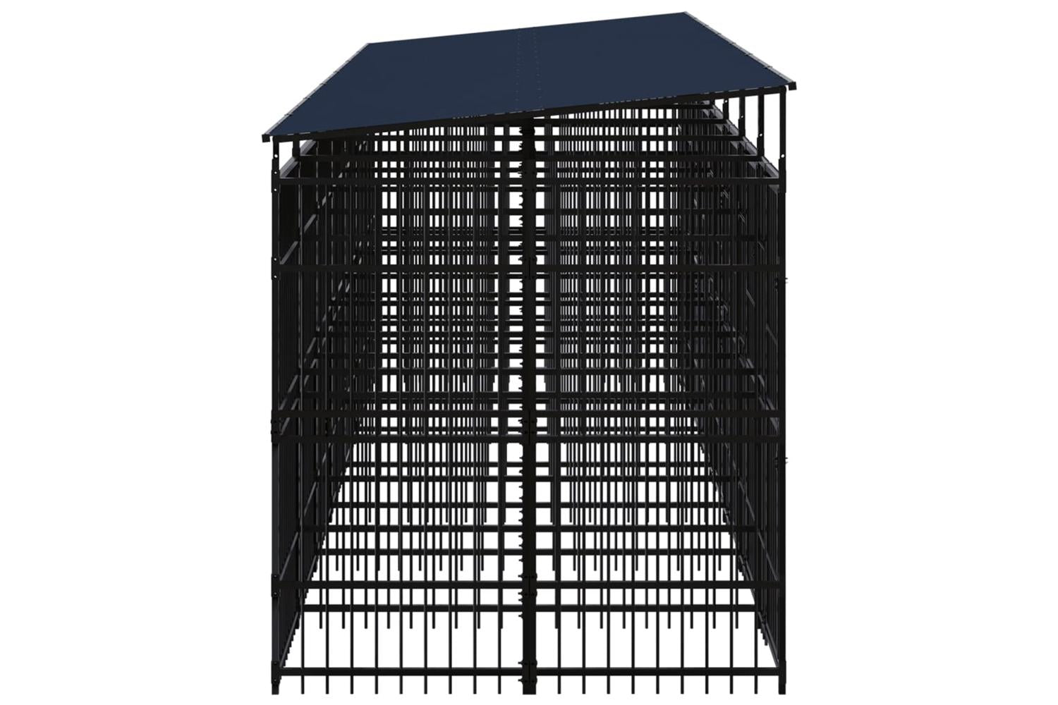 Vidaxl Outdoor Dog Kennel With Roof Steel 129 M-3