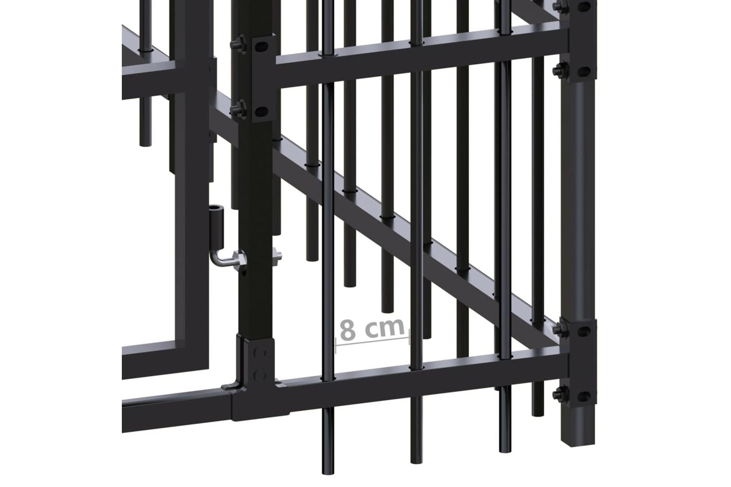 Vidaxl Outdoor Dog Kennel With Roof Steel 129 M-7