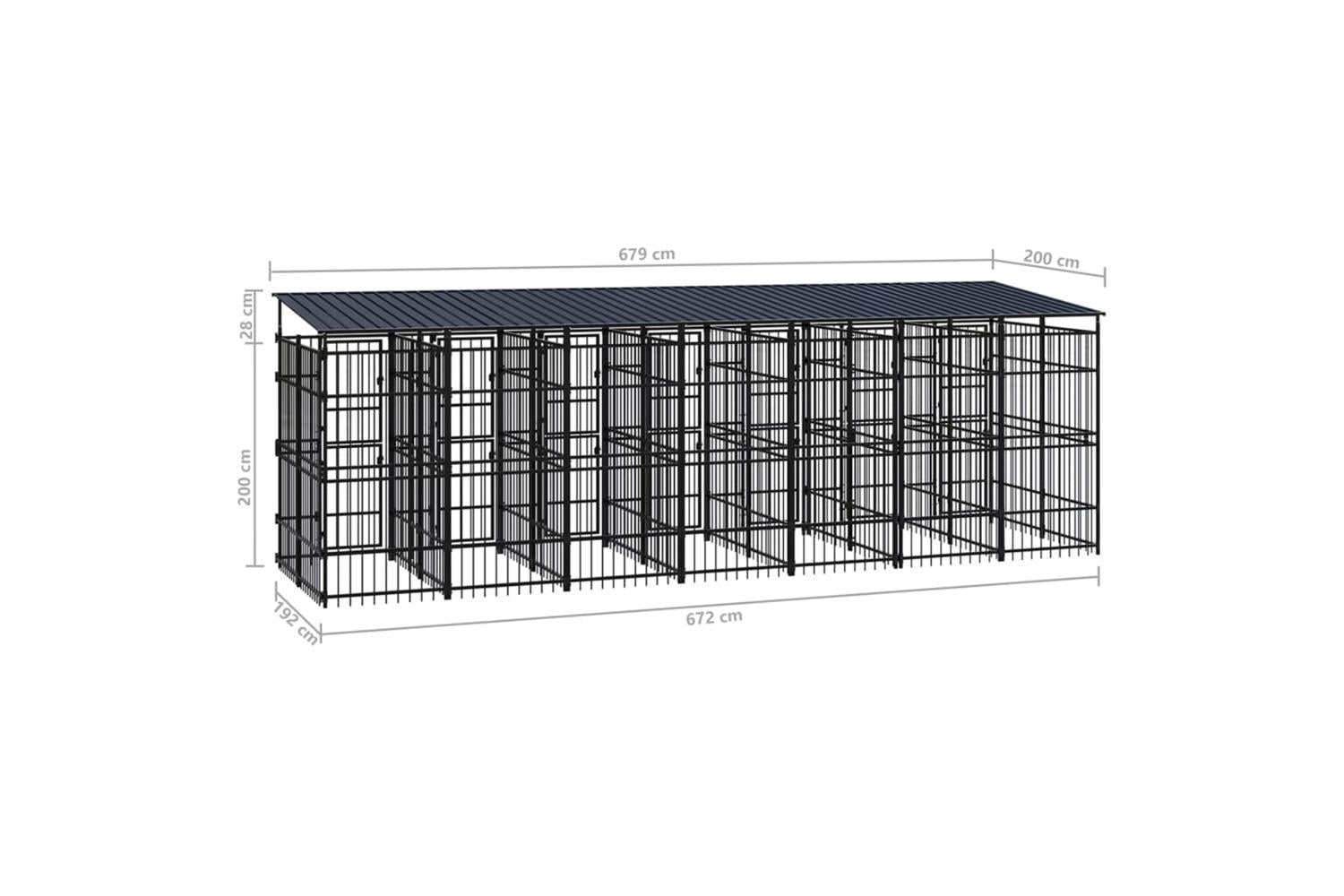Vidaxl Outdoor Dog Kennel With Roof Steel 129 M-8
