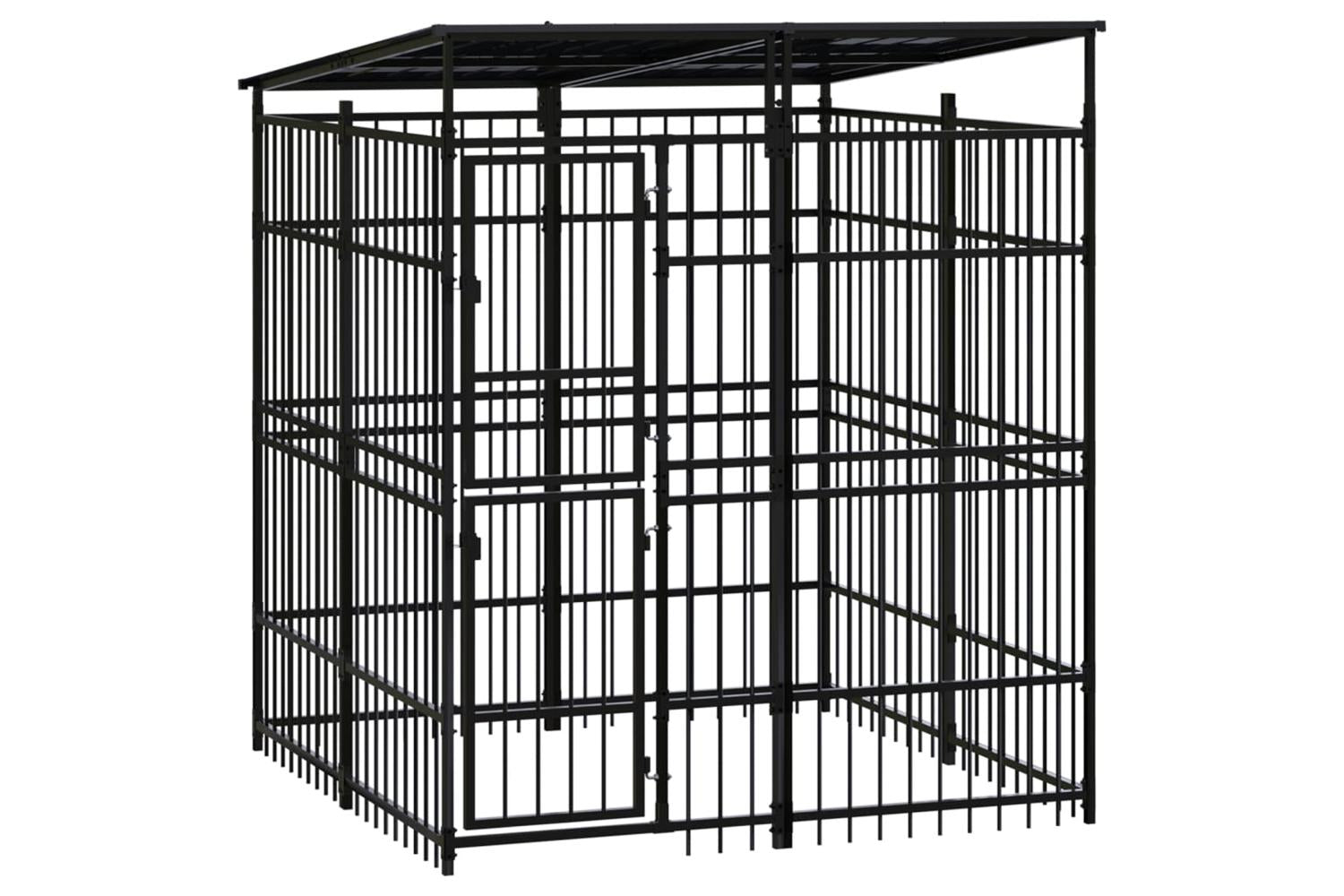 Vidaxl Outdoor Dog Kennel With Roof Steel 369 M
