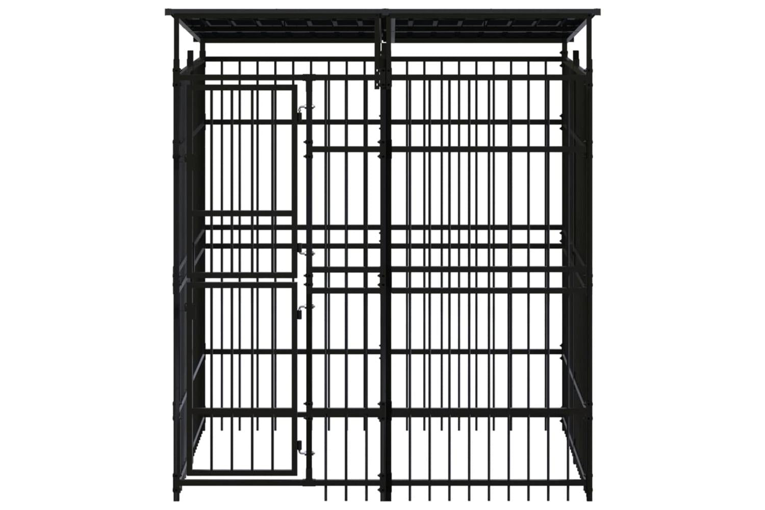 Vidaxl Outdoor Dog Kennel With Roof Steel 369 M-2