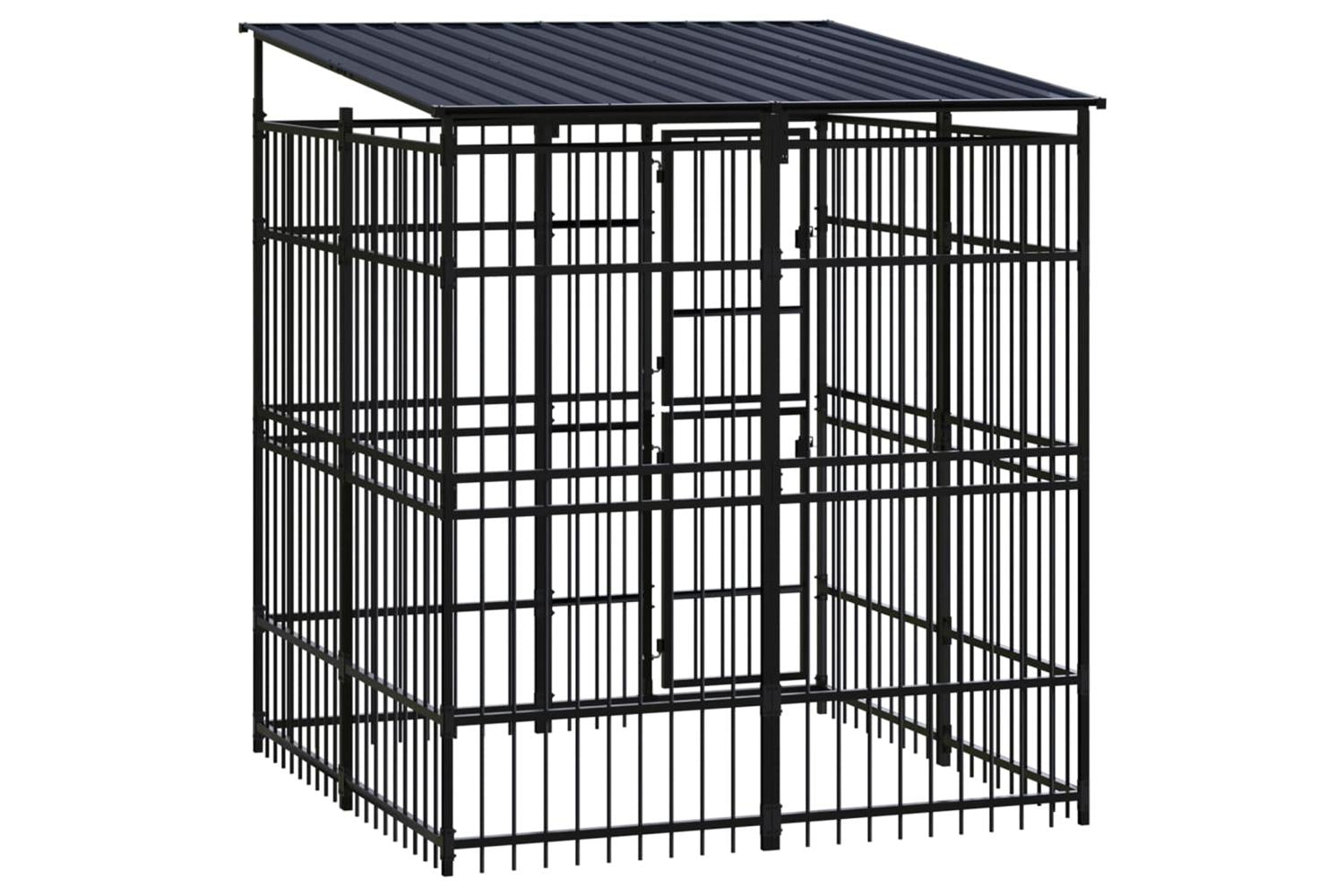 Vidaxl Outdoor Dog Kennel With Roof Steel 369 M-4