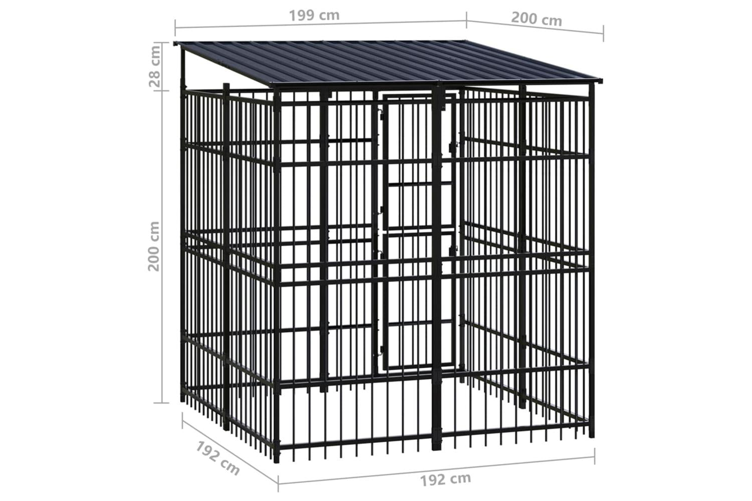Vidaxl Outdoor Dog Kennel With Roof Steel 369 M-8