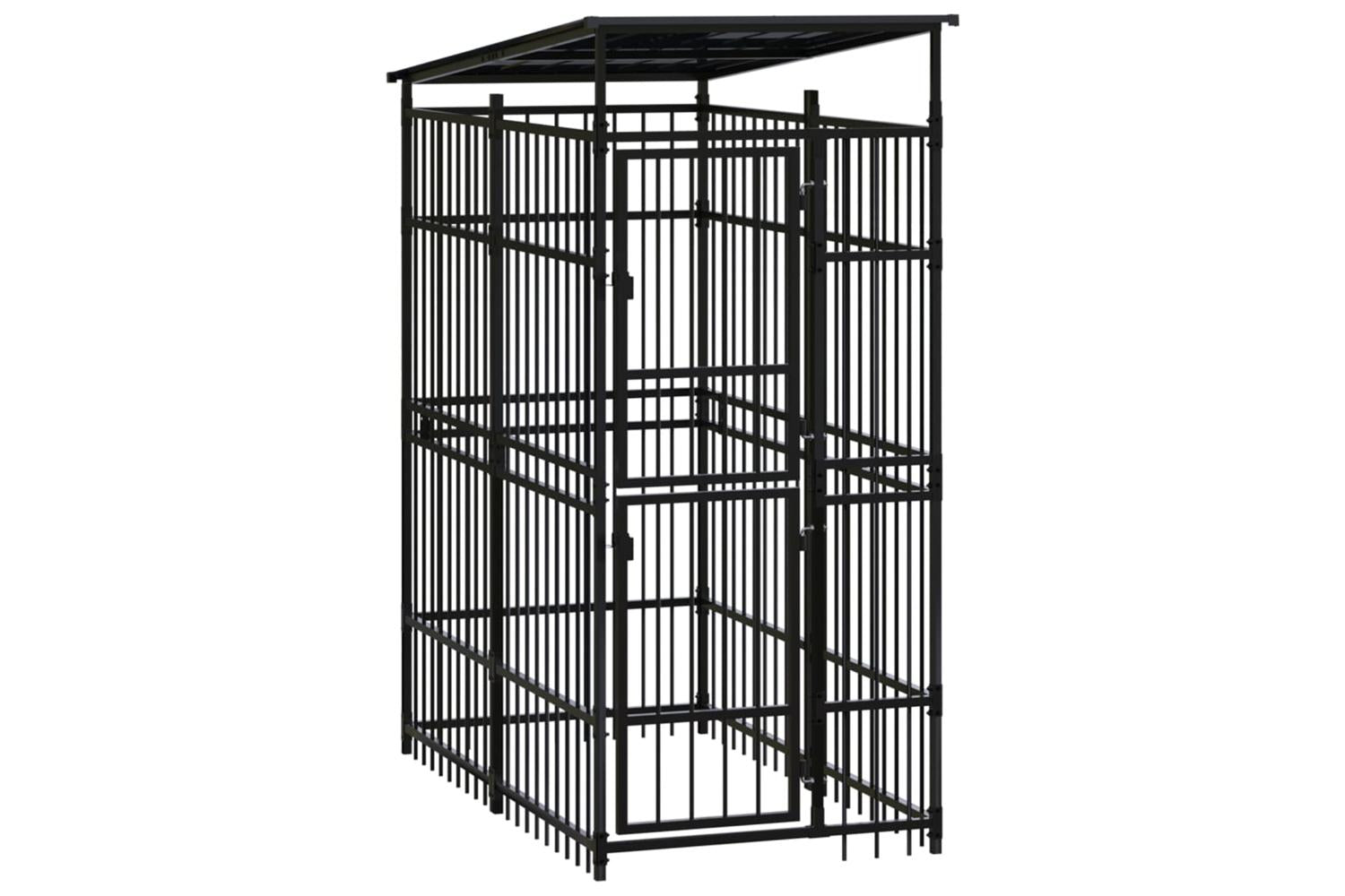 Vidaxl Outdoor Dog Kennel With Roof Steel 184 M