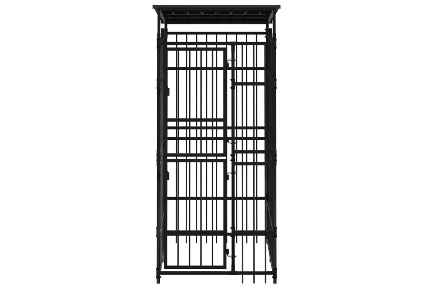 Vidaxl Outdoor Dog Kennel With Roof Steel 184 M-2