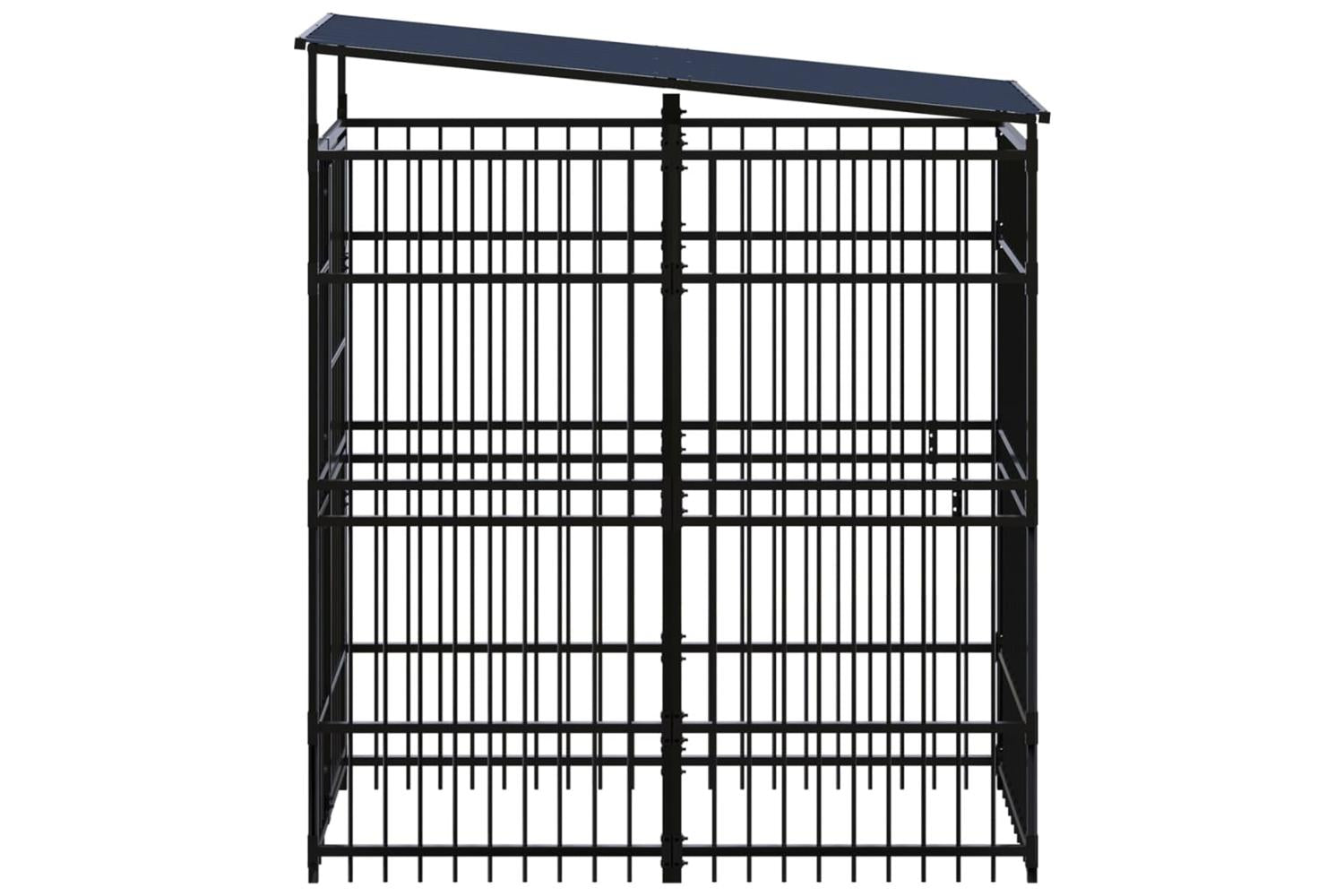 Vidaxl Outdoor Dog Kennel With Roof Steel 184 M-3