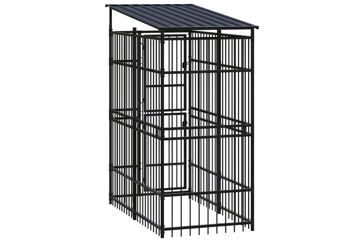 Vidaxl Outdoor Dog Kennel With Roof Steel 184 M-4