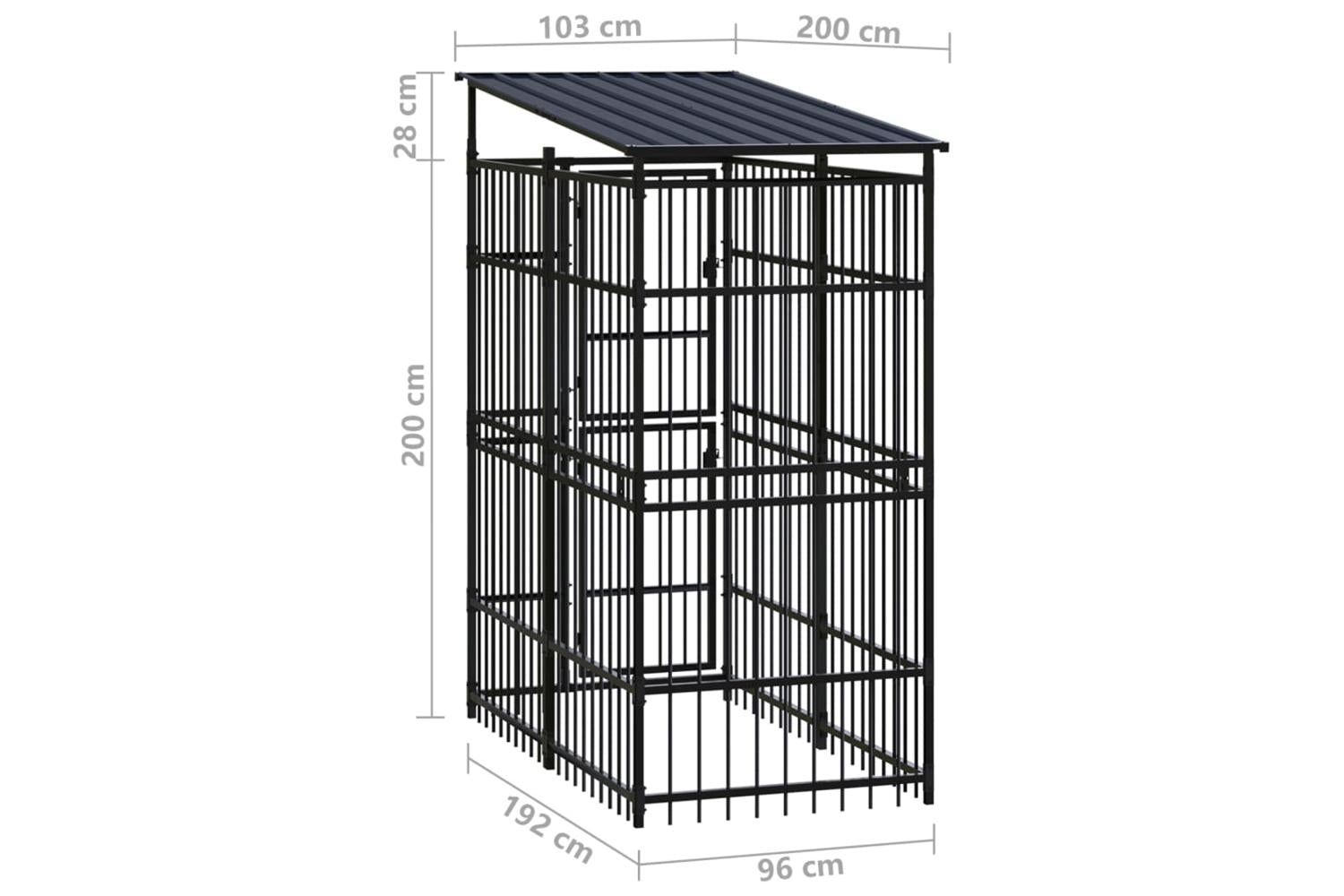 Vidaxl Outdoor Dog Kennel With Roof Steel 184 M-8