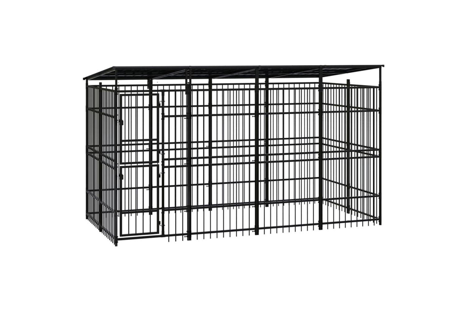 Vidaxl Outdoor Dog Kennel With Roof Steel 737 M