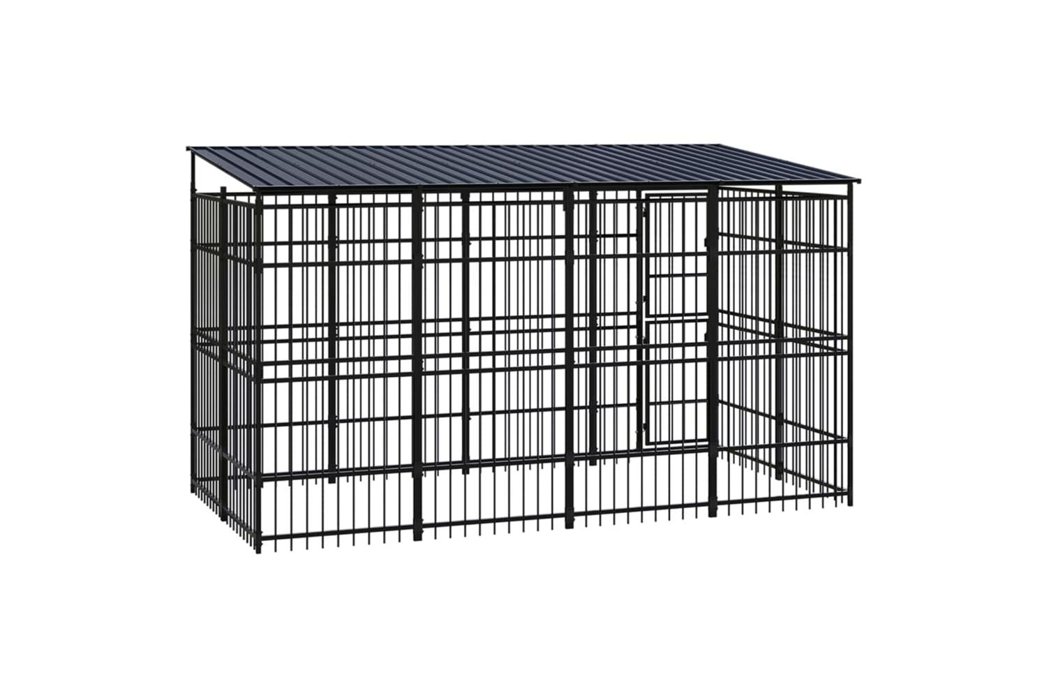 Vidaxl Outdoor Dog Kennel With Roof Steel 737 M-4