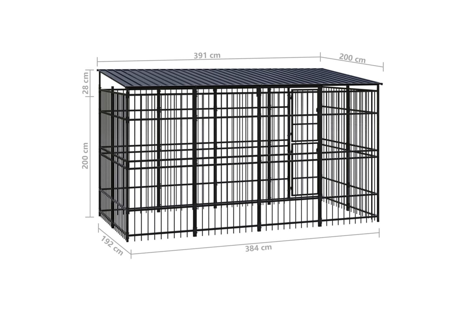 Vidaxl Outdoor Dog Kennel With Roof Steel 737 M-8