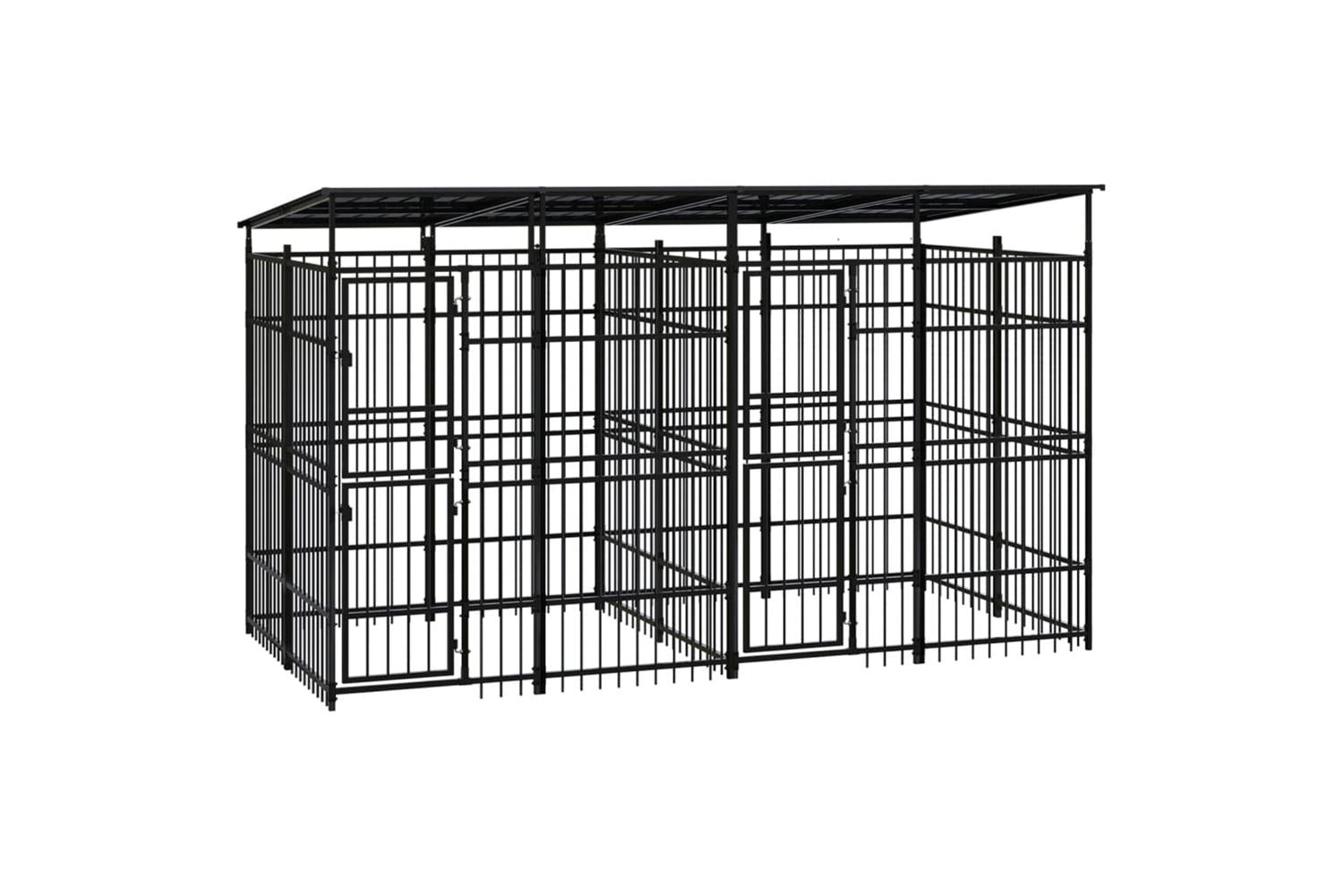 Vidaxl Outdoor Dog Kennel With Roof Steel 737 M